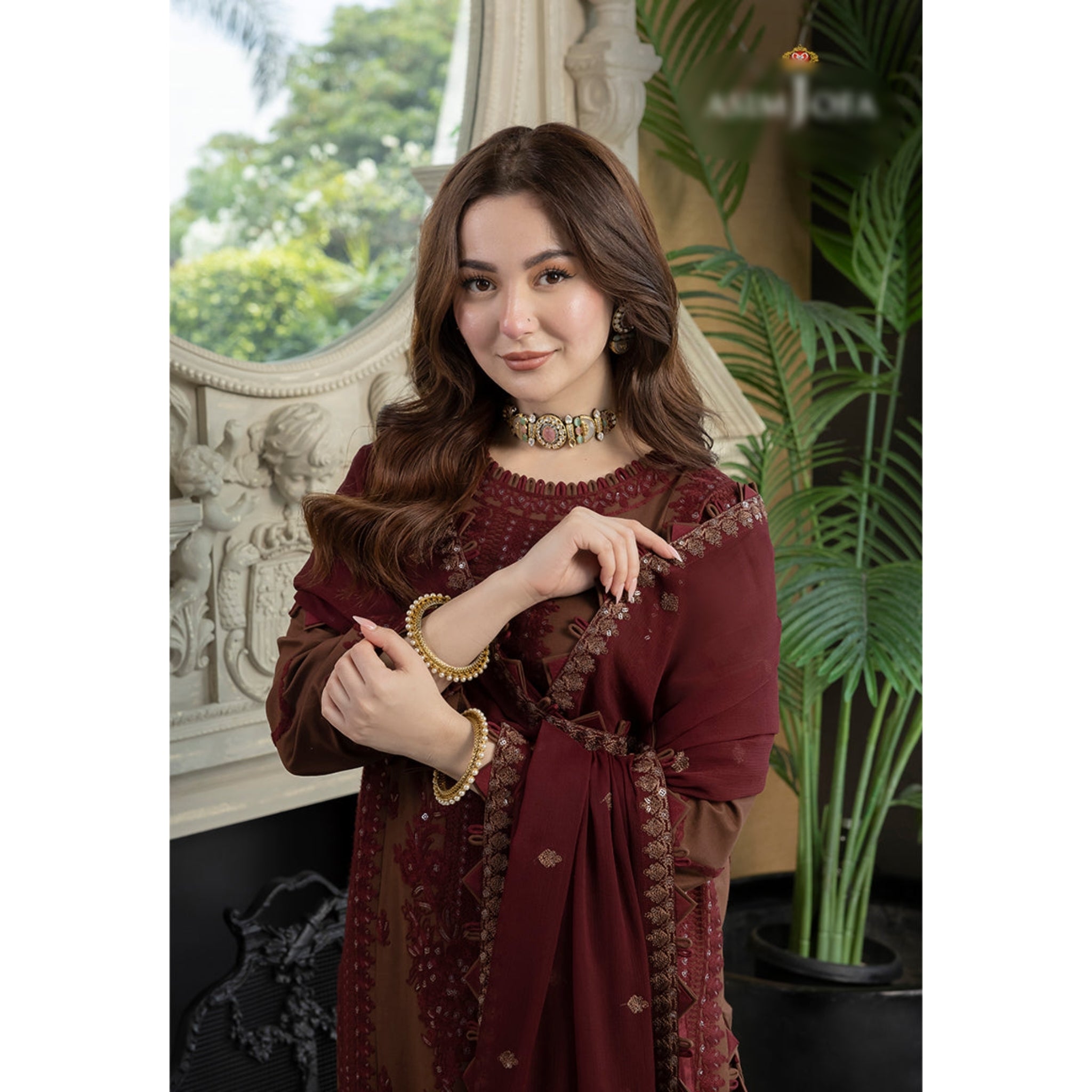 NA-39 : 3 PIECE UN-STITCHED EMBROIDERED PREMIUM LINEN DRESS