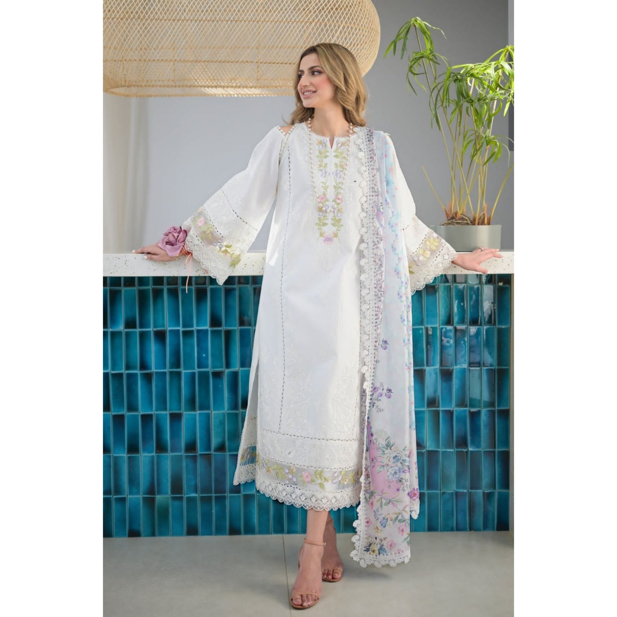 NA-51 : 3 PIECE UN-STITCHED EMBROIDERED PREMIUM DHANAK DRESS