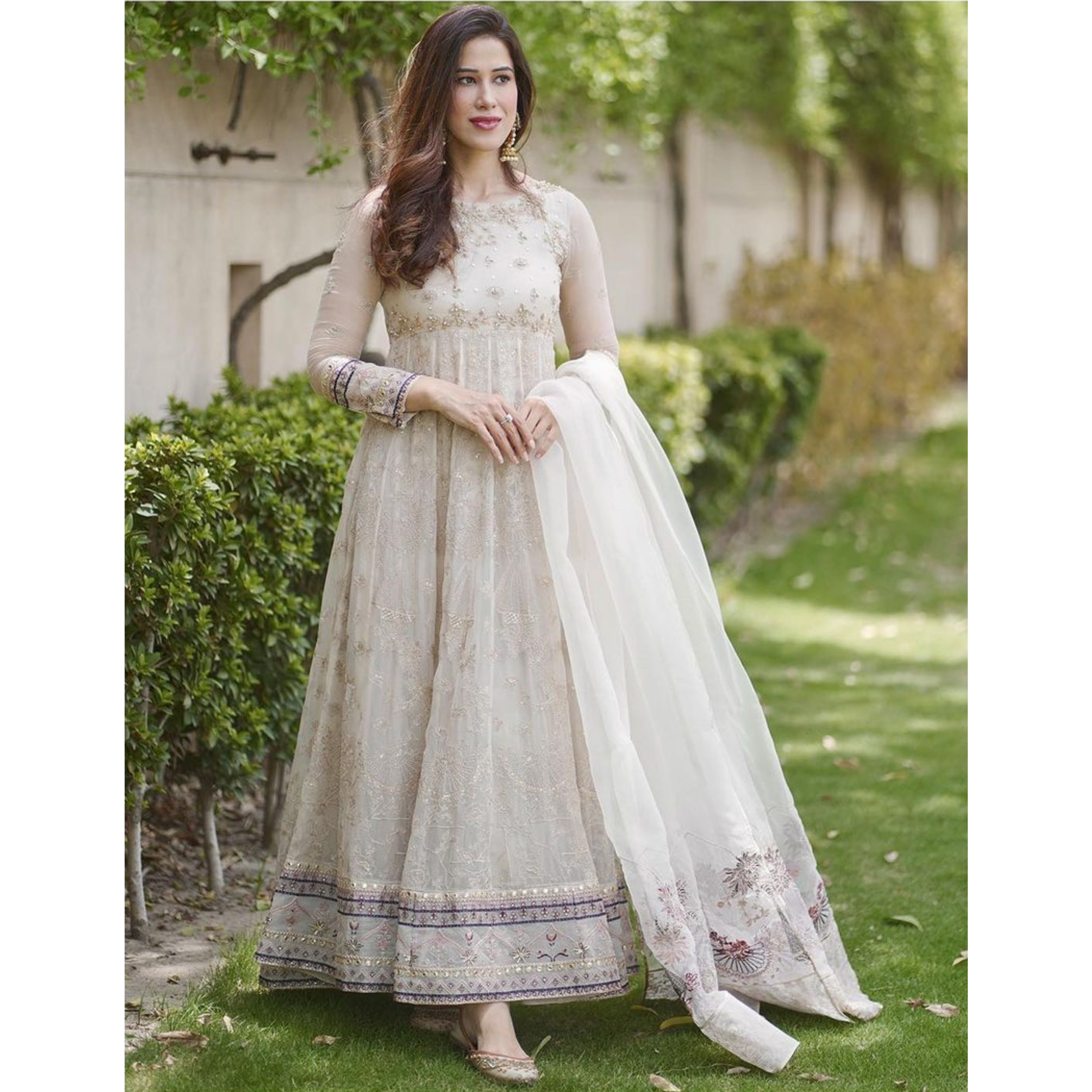 FR-06 : 4-PIECE UN-STITCHED EMBROIDERED PARTY WEAR FROCK