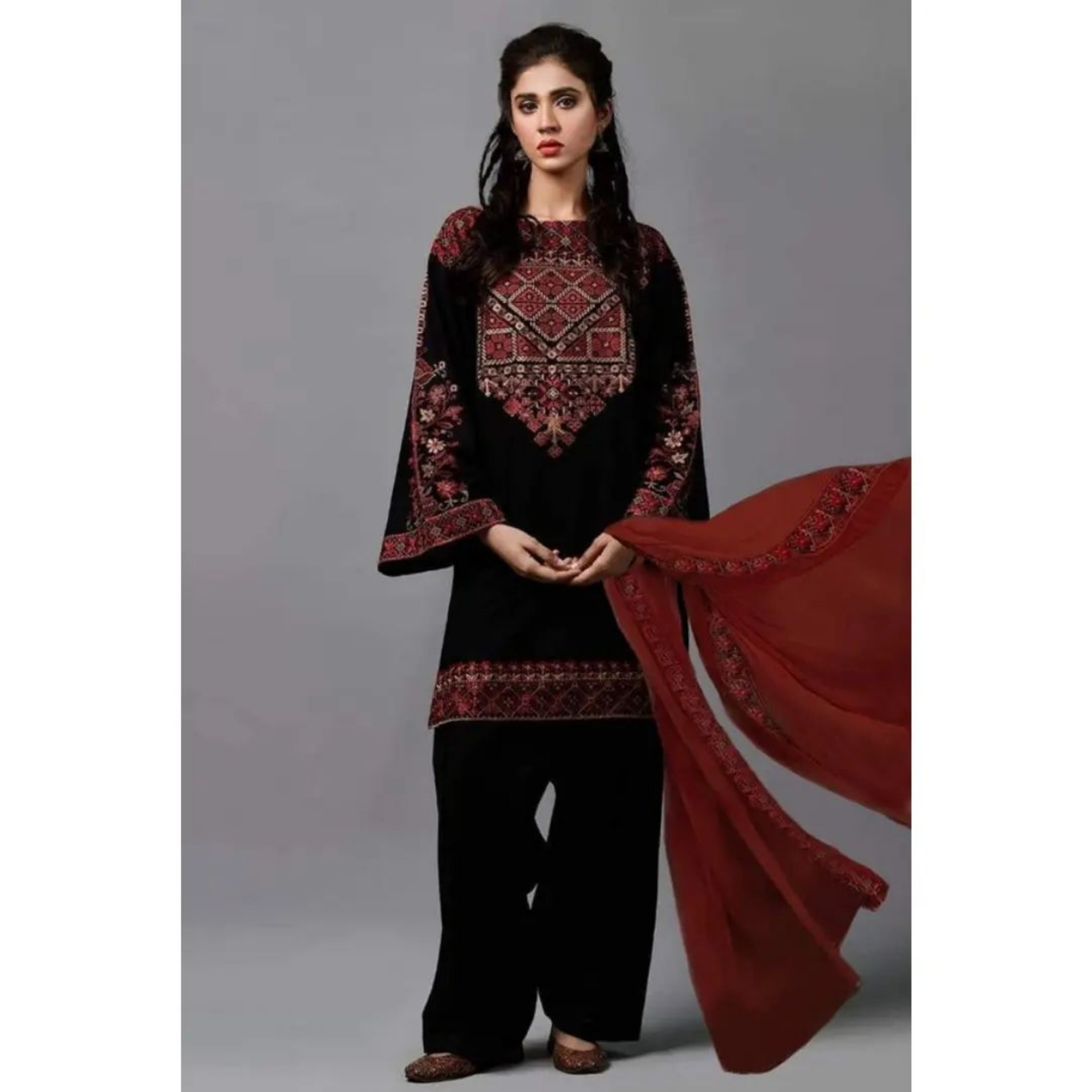 KS-01 : 3-PIECE UN-STITCHED EMBROIDERED PREMIUM LAWN DRESS