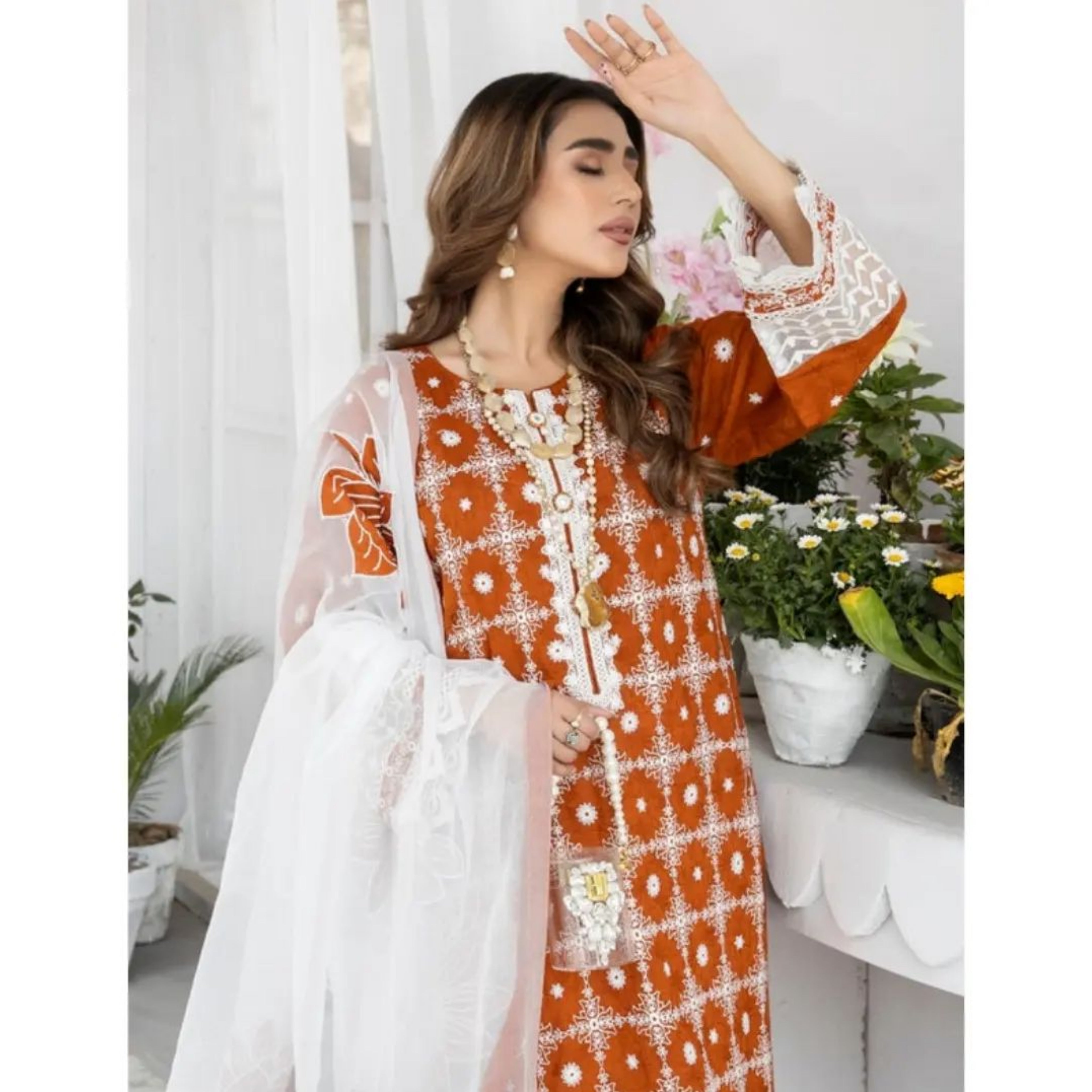 MC-01 : 3-PIECE UN-STITCHED EMBROIDERED PREMIUM LAWN DRESS