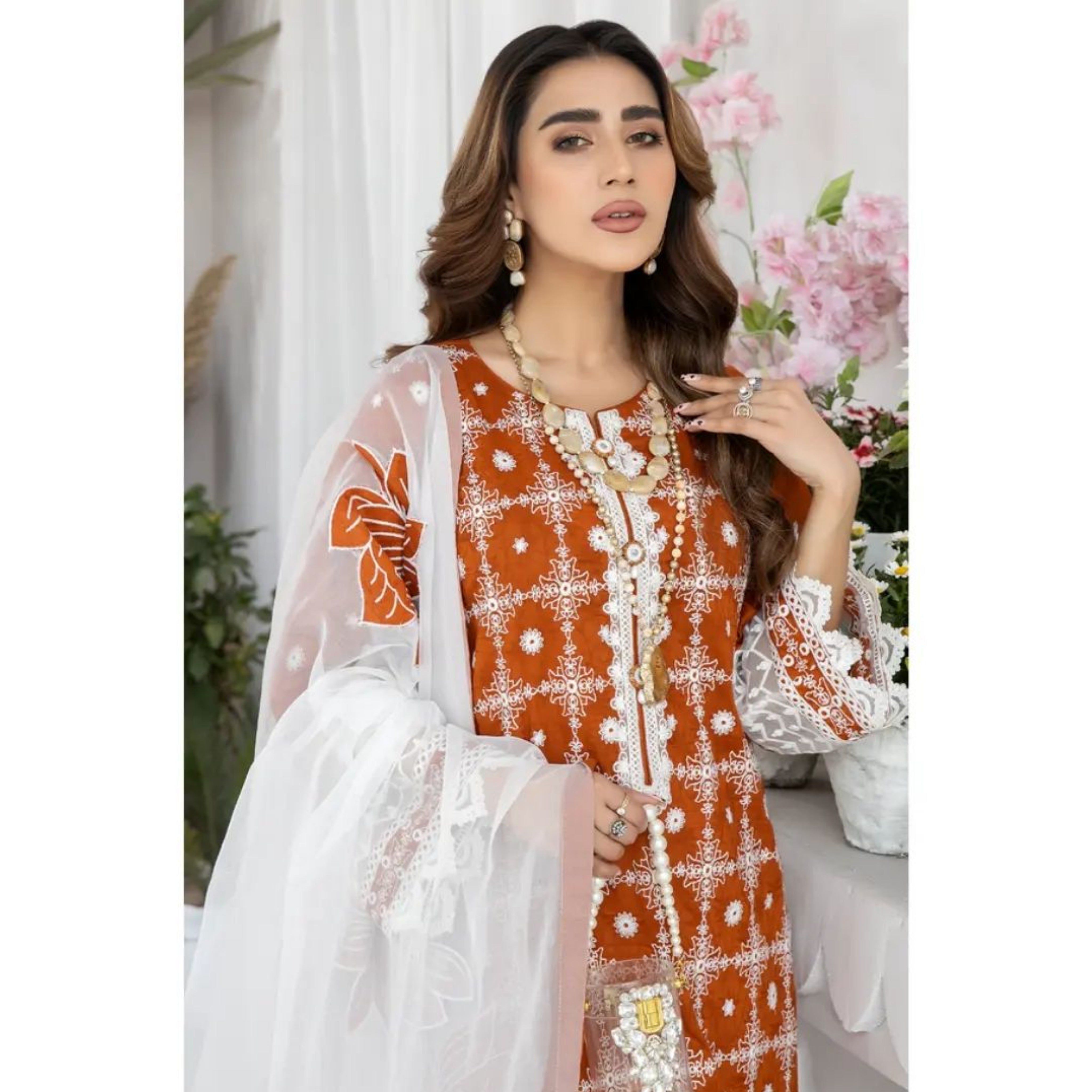 MC-01 : 3-PIECE UN-STITCHED EMBROIDERED PREMIUM LAWN DRESS