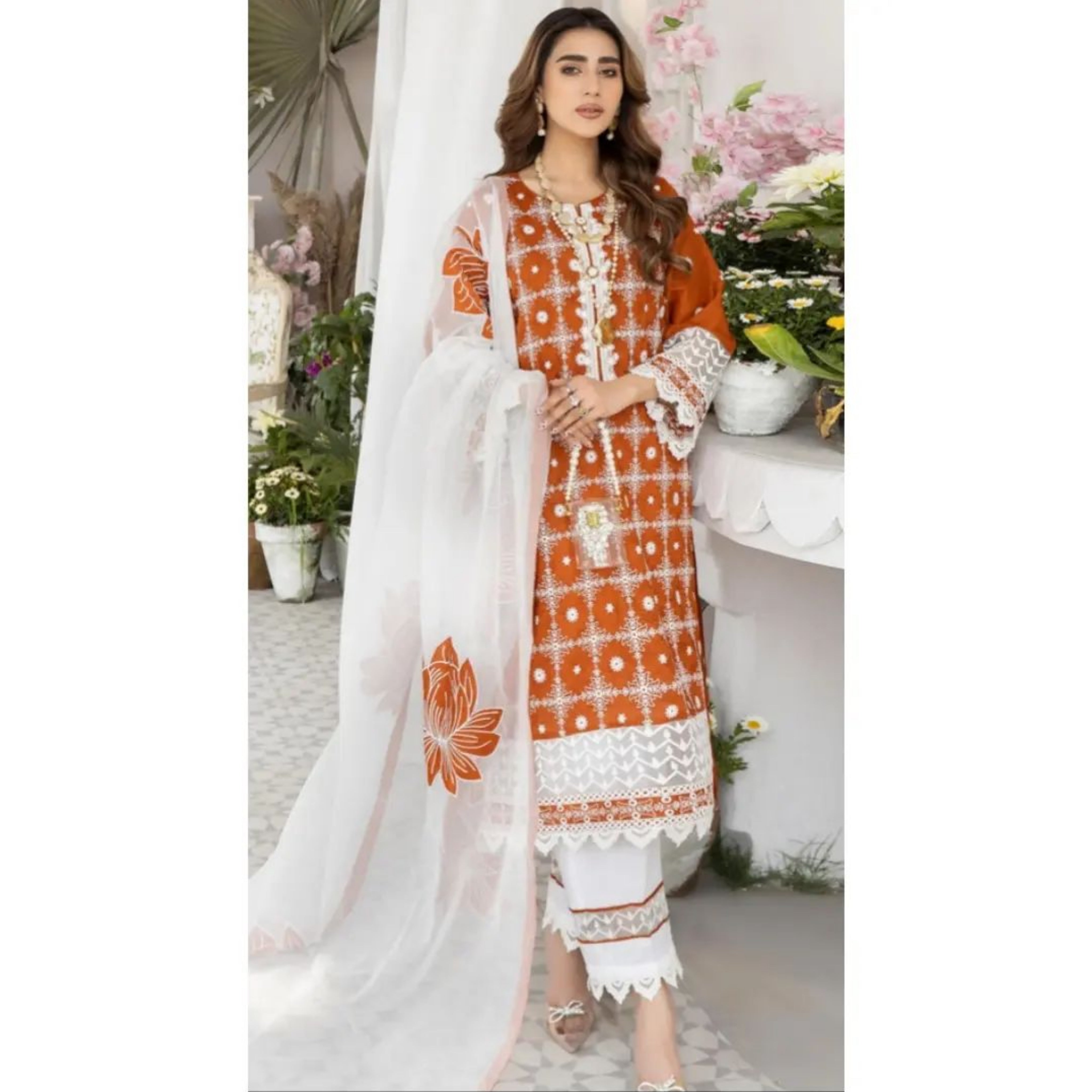 MC-01 : 3-PIECE UN-STITCHED EMBROIDERED PREMIUM LAWN DRESS