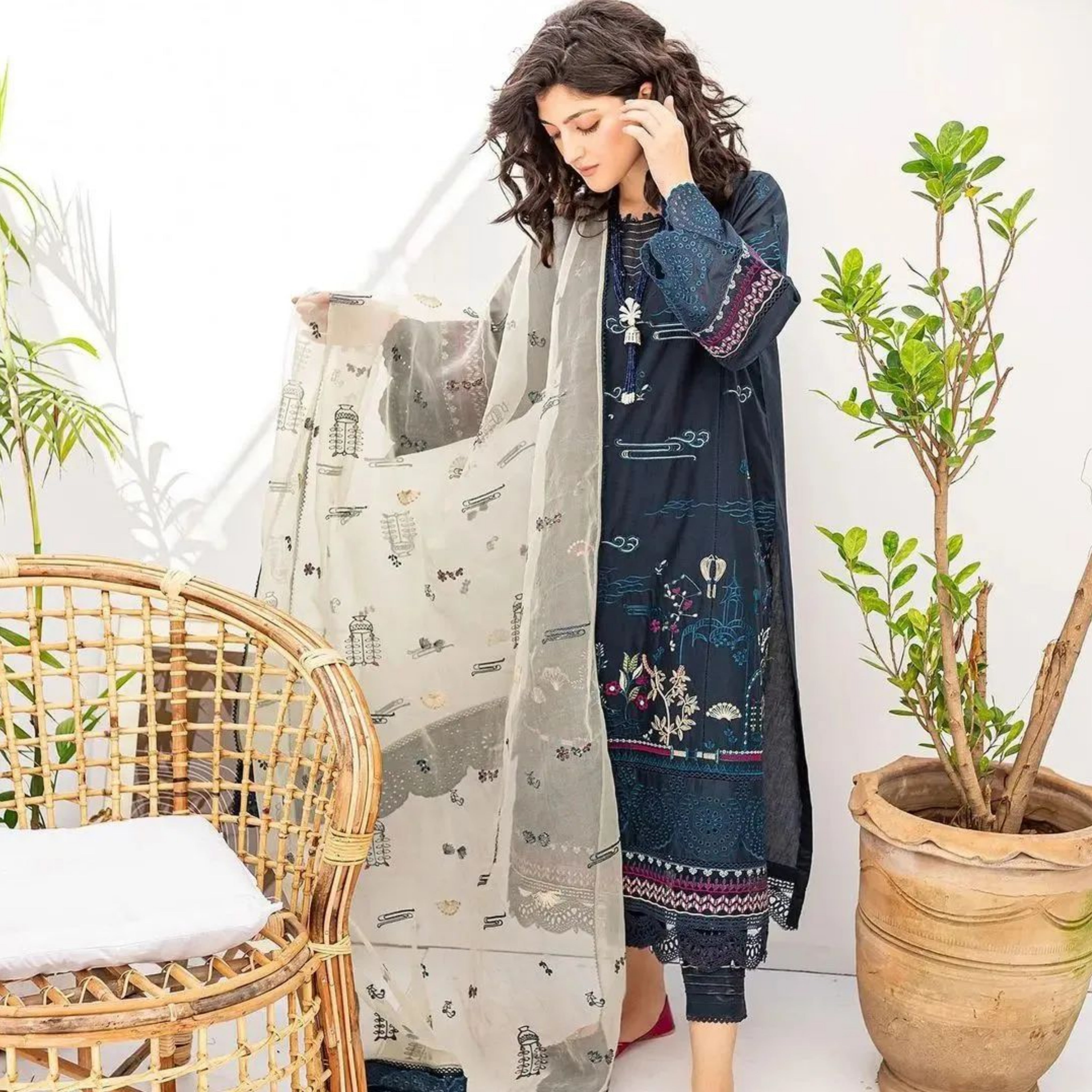 BT-03 : 3-PIECE UN-STITCHED EMBROIDERED PREMIUM LAWN DRESS