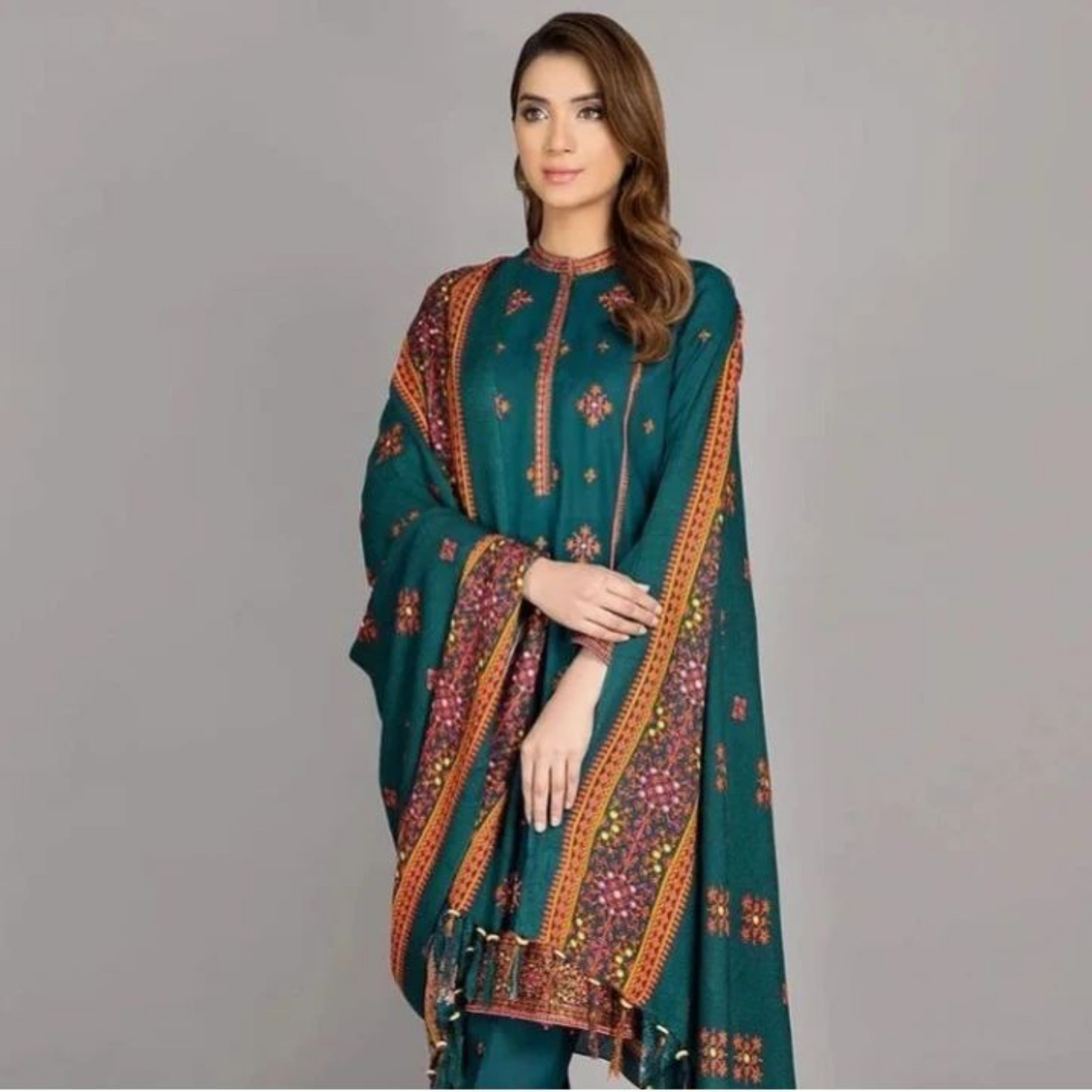 KS-03 : 3-PIECE UN-STITCHED EMBROIDERED PREMIUM LAWN DRESS