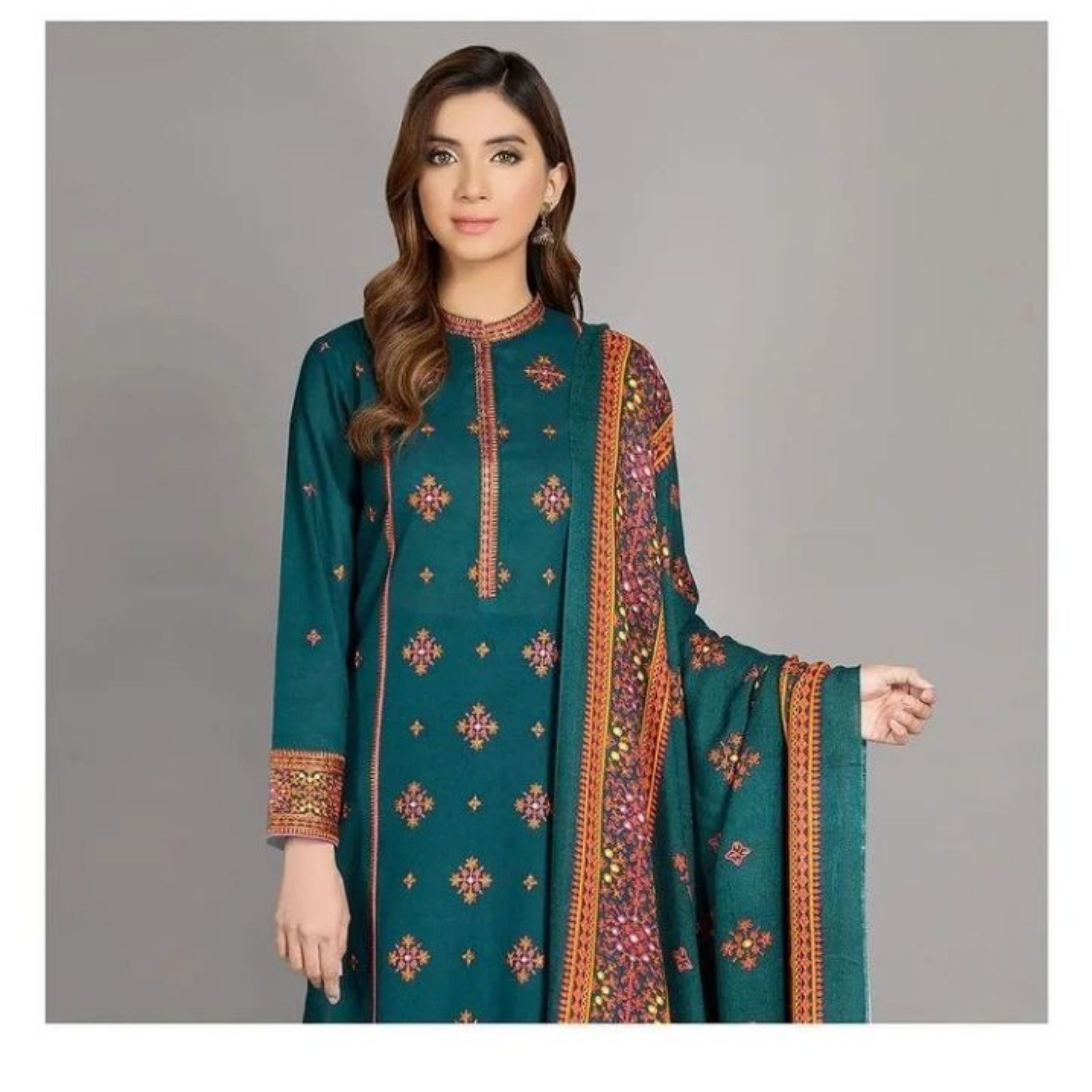 KS-03 : 3-PIECE UN-STITCHED EMBROIDERED PREMIUM LAWN DRESS