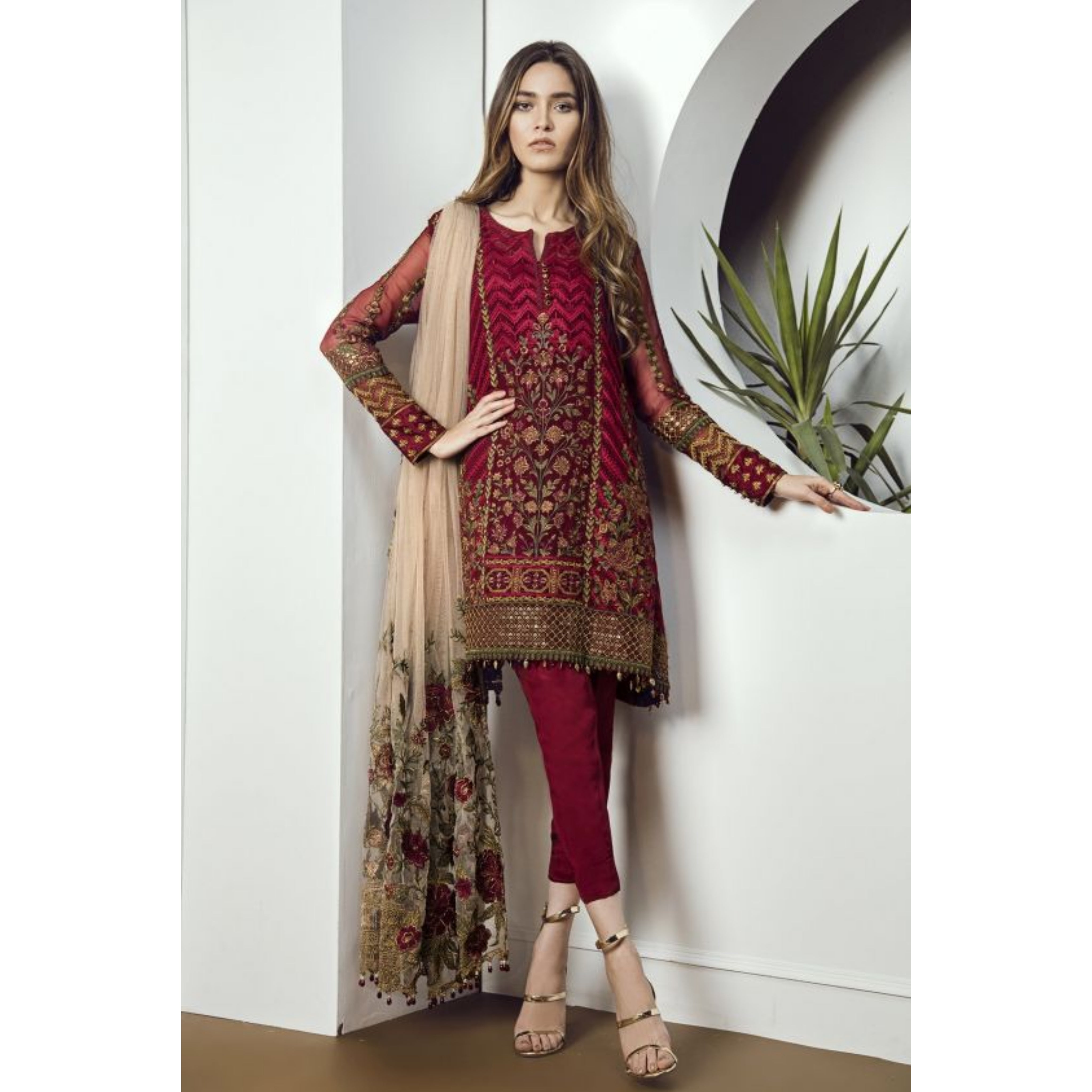 BM-01 : 3-PIECE UN-STITCHED EMBROIDERED PREMIUM LAWN DRESS