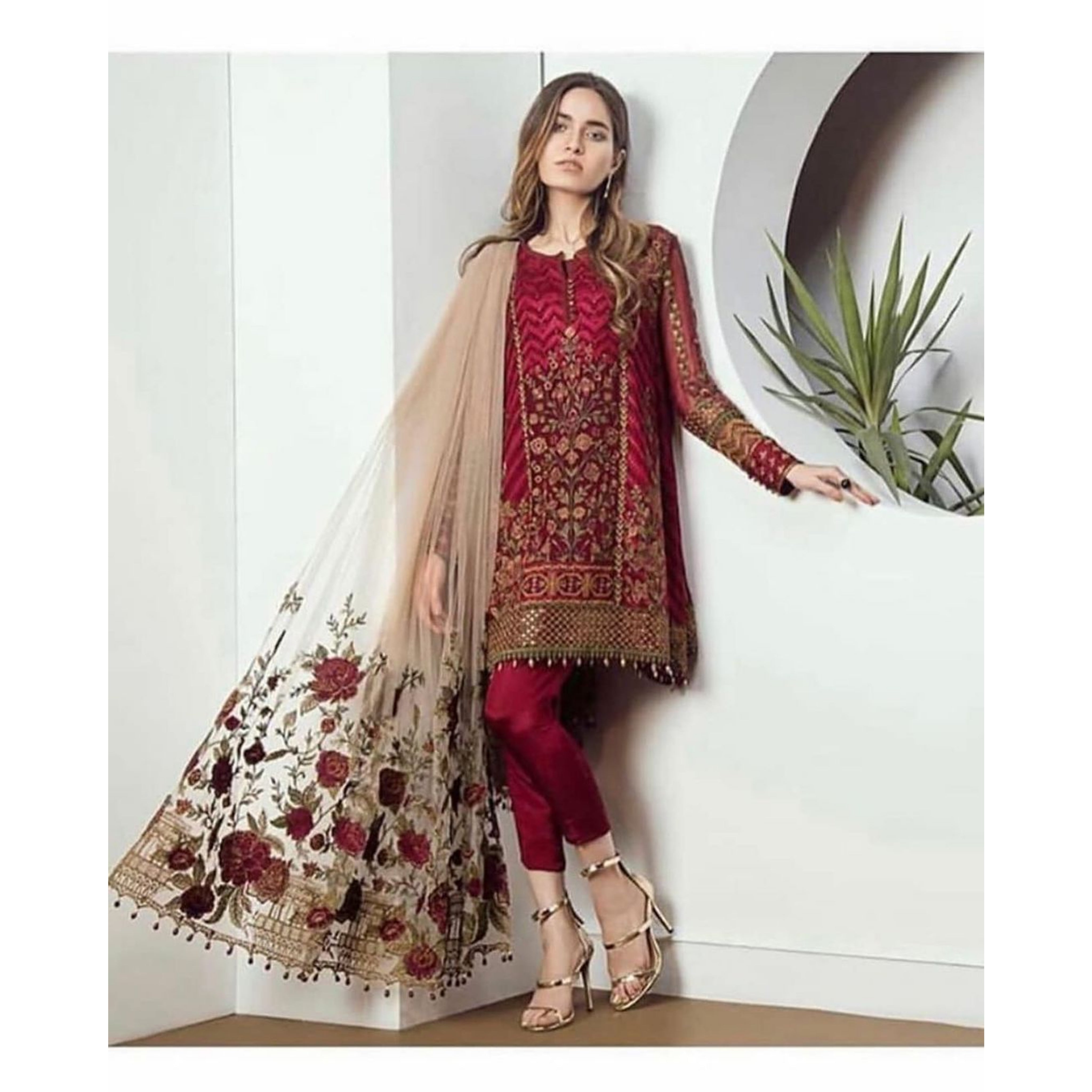 BM-01 : 3-PIECE UN-STITCHED EMBROIDERED PREMIUM LAWN DRESS