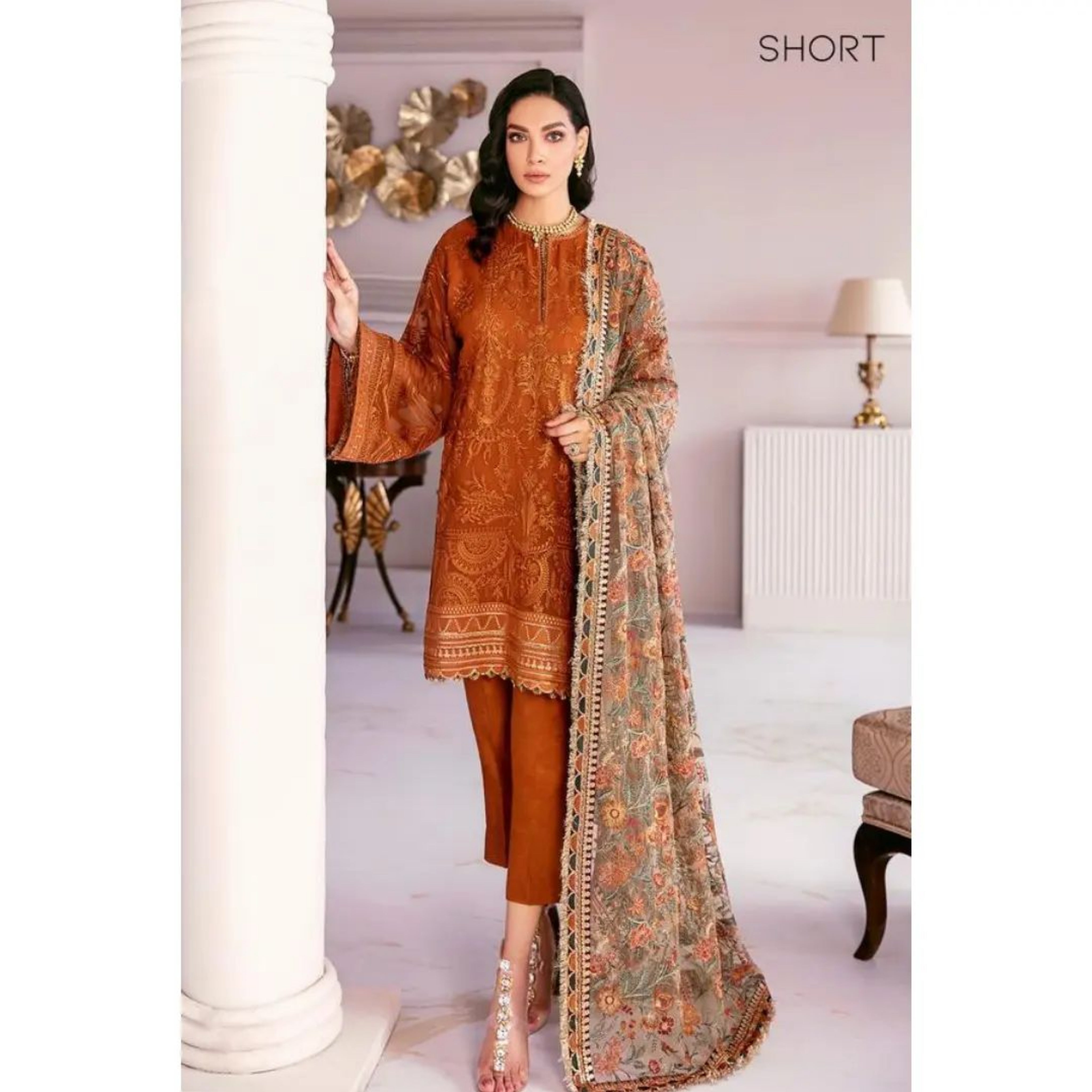 BM-02 : 3-PIECE UN-STITCHED EMBROIDERED PREMIUM LAWN DRESS