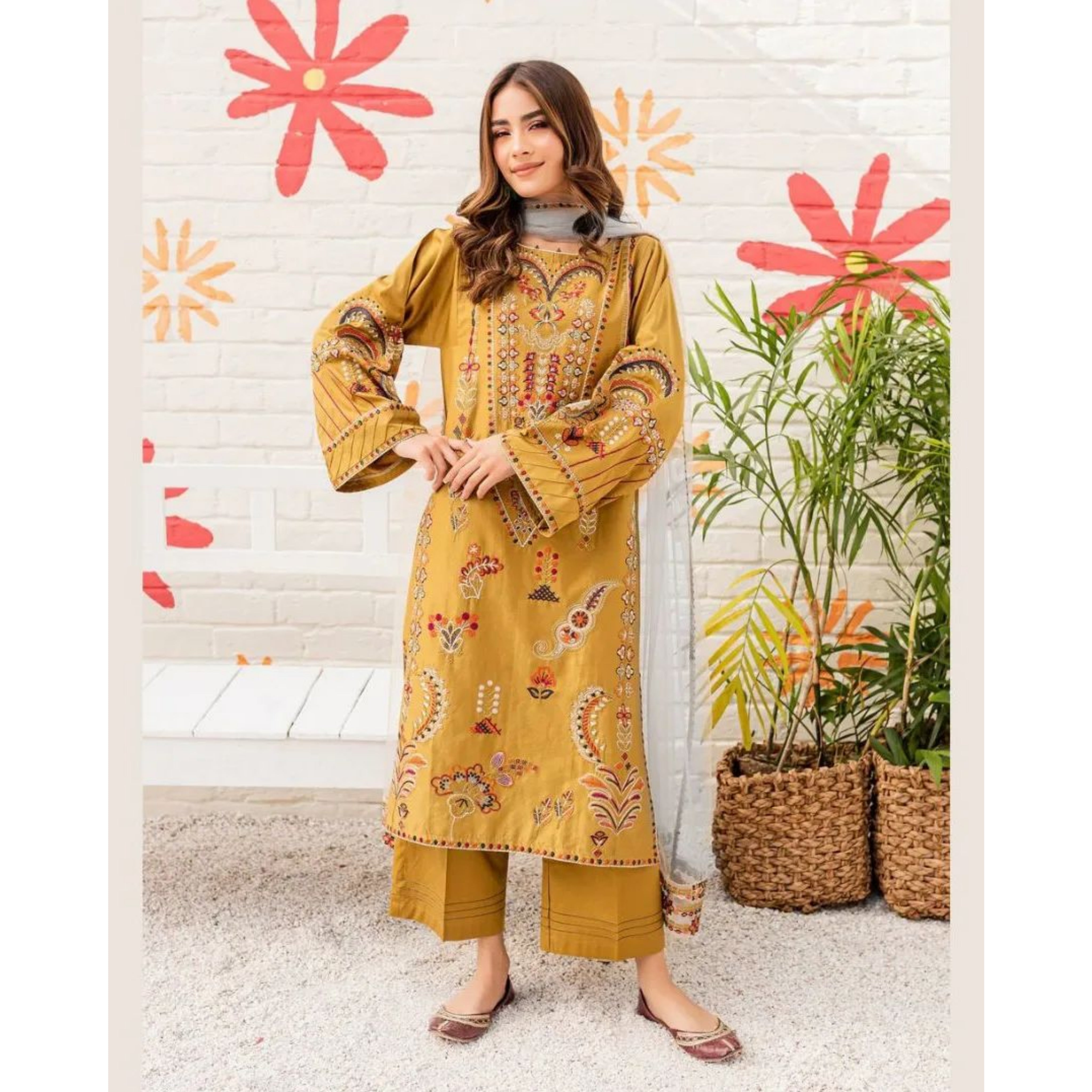 BT-05 : 3-PIECE UN-STITCHED EMBROIDERED PREMIUM LAWN DRESS