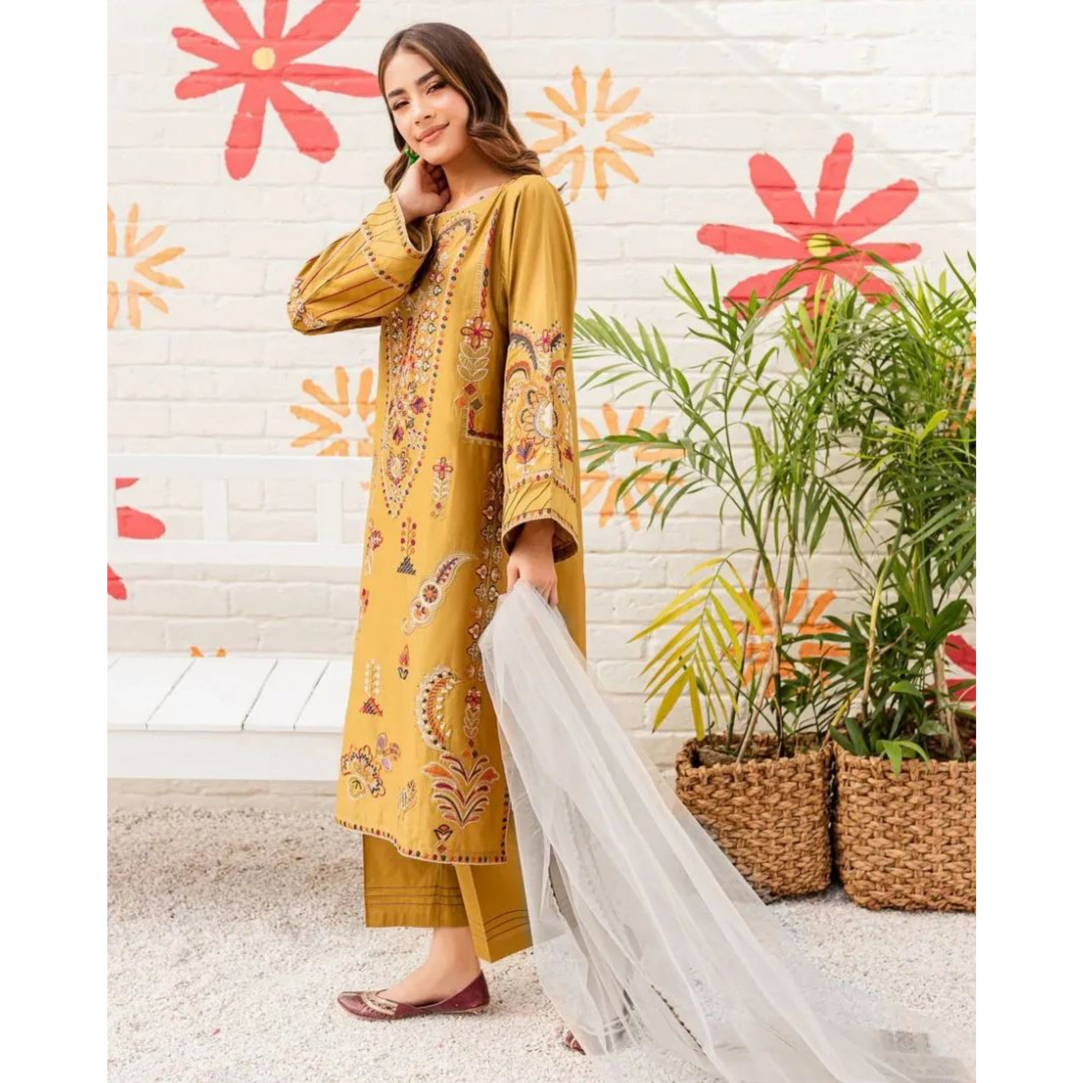 BT-05 : 3-PIECE UN-STITCHED EMBROIDERED PREMIUM LAWN DRESS