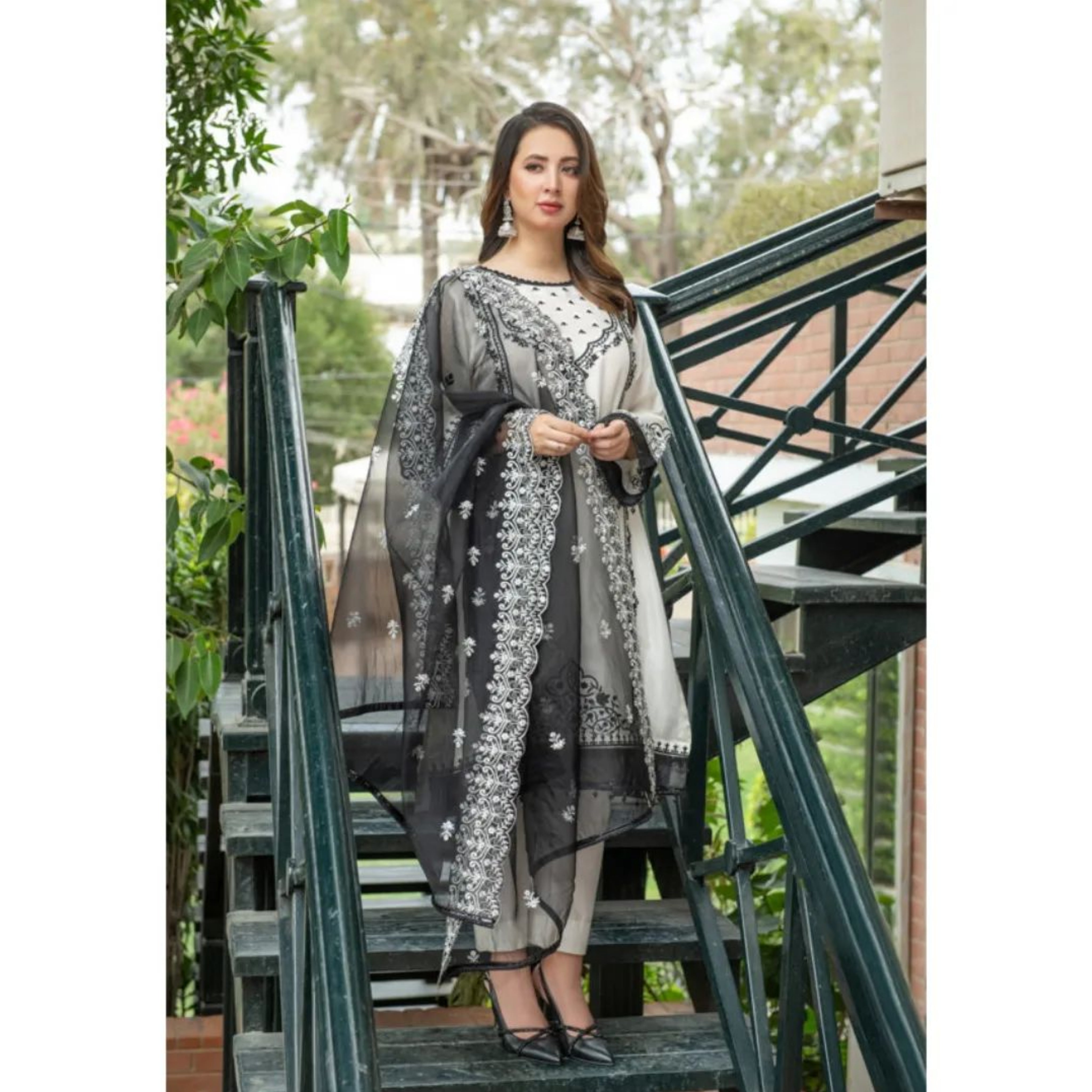 OK-03 : 3-PIECE UN-STITCHED EMBROIDERED PREMIUM LAWN DRESS