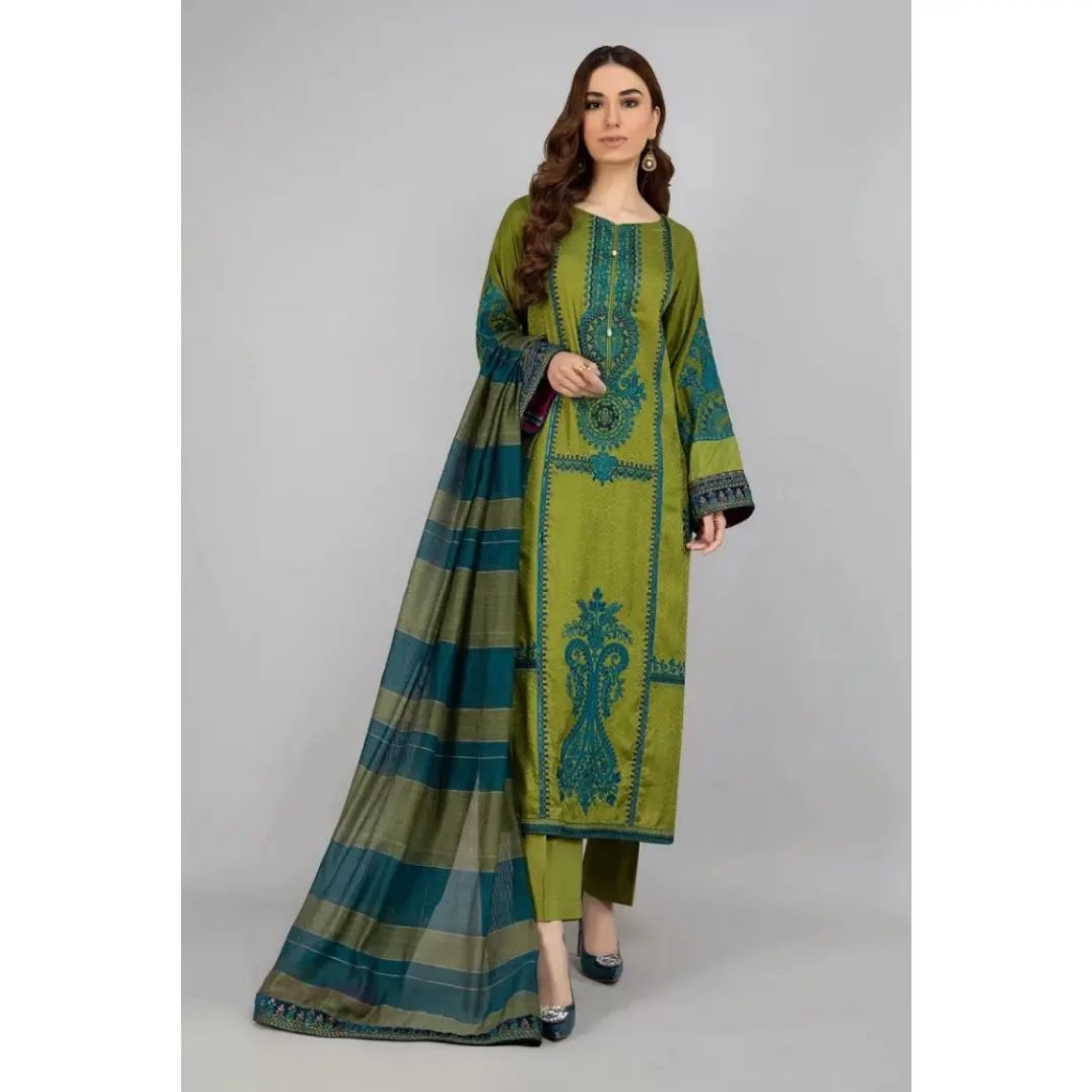 MB-07 : 3-PIECE UN-STITCHED EMBROIDERED PREMIUM LAWN DRESS