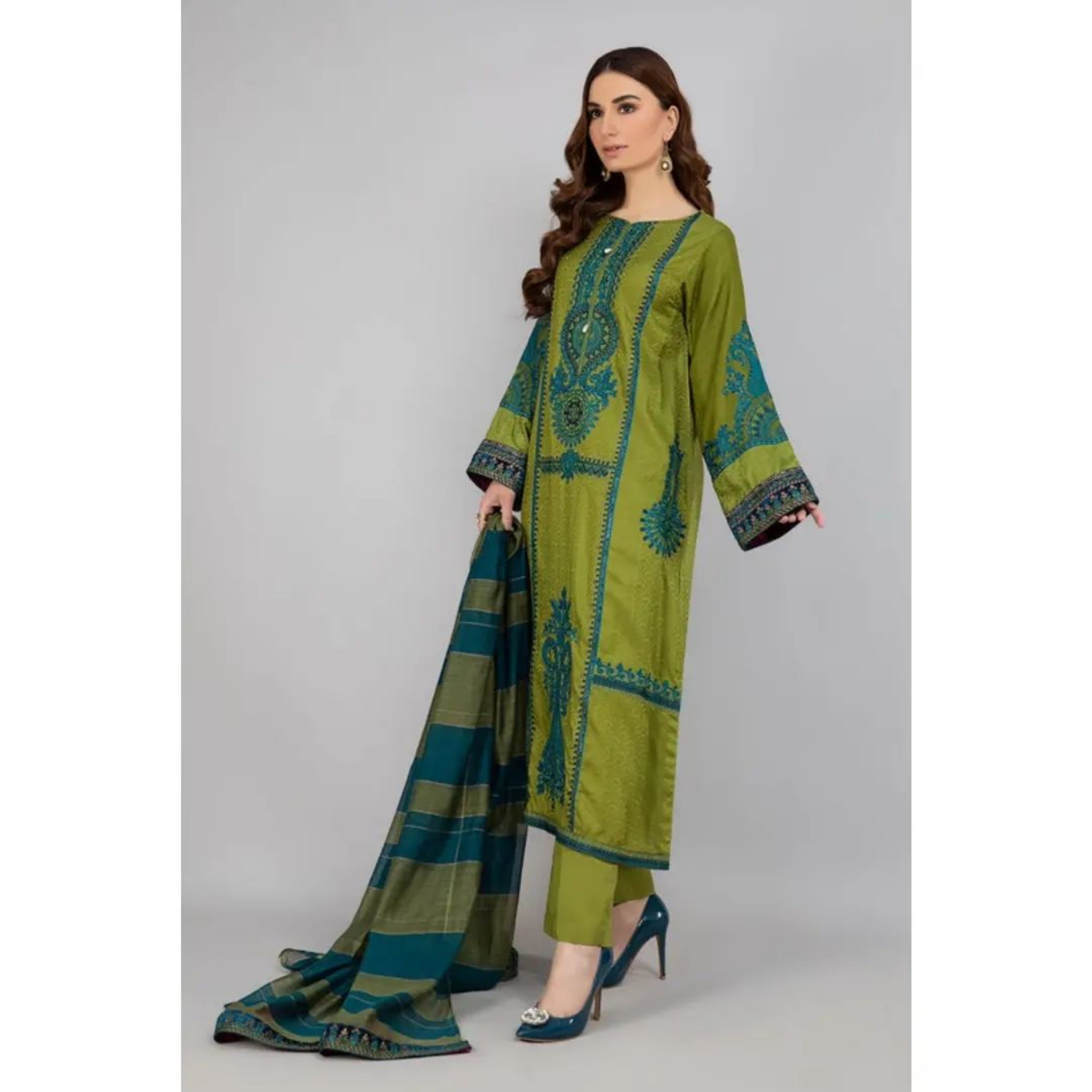 MB-07 : 3-PIECE UN-STITCHED EMBROIDERED PREMIUM LAWN DRESS