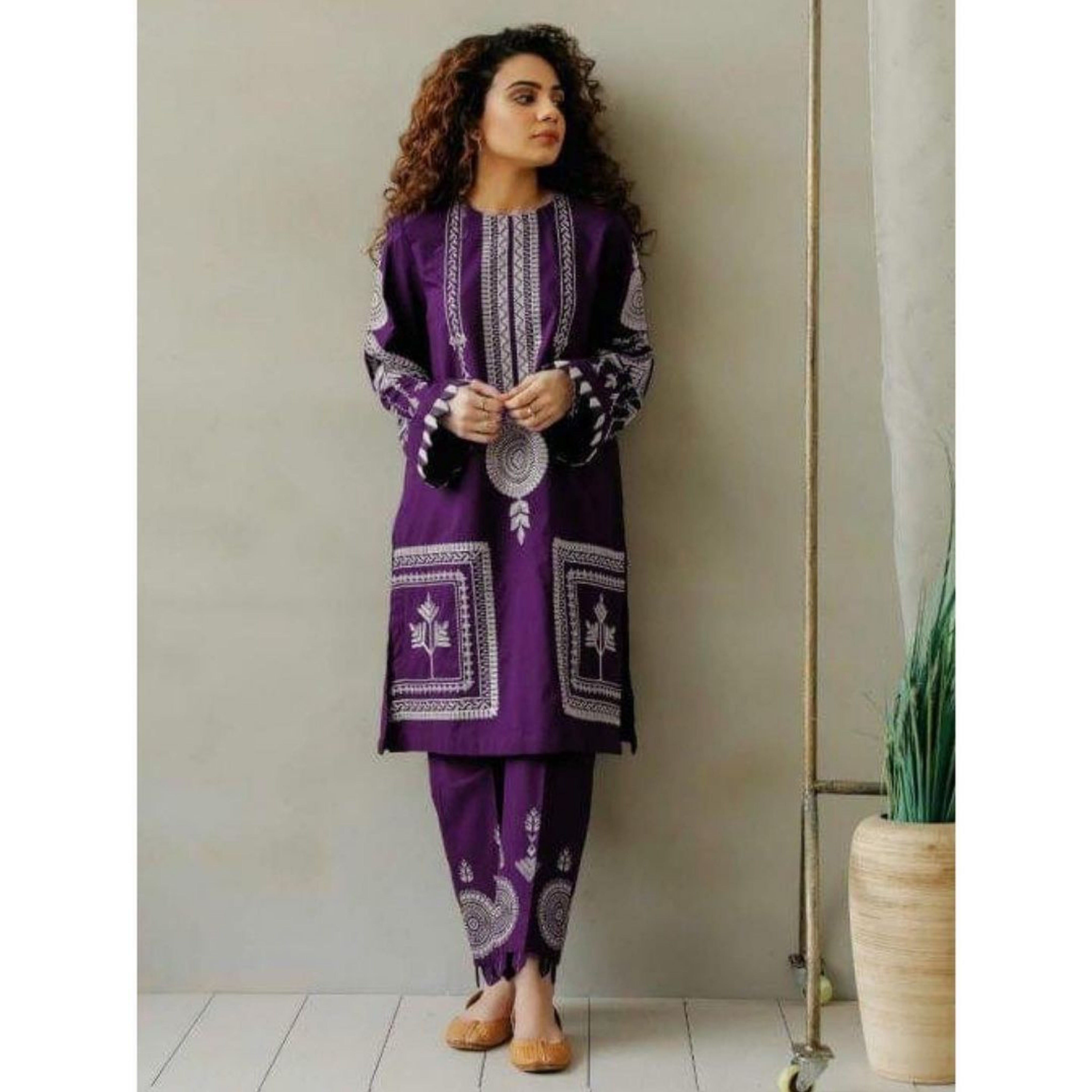 A-15 : 2-PIECE UN-STITCHED EMBROIDERED PREMIUM LAWN DRESS