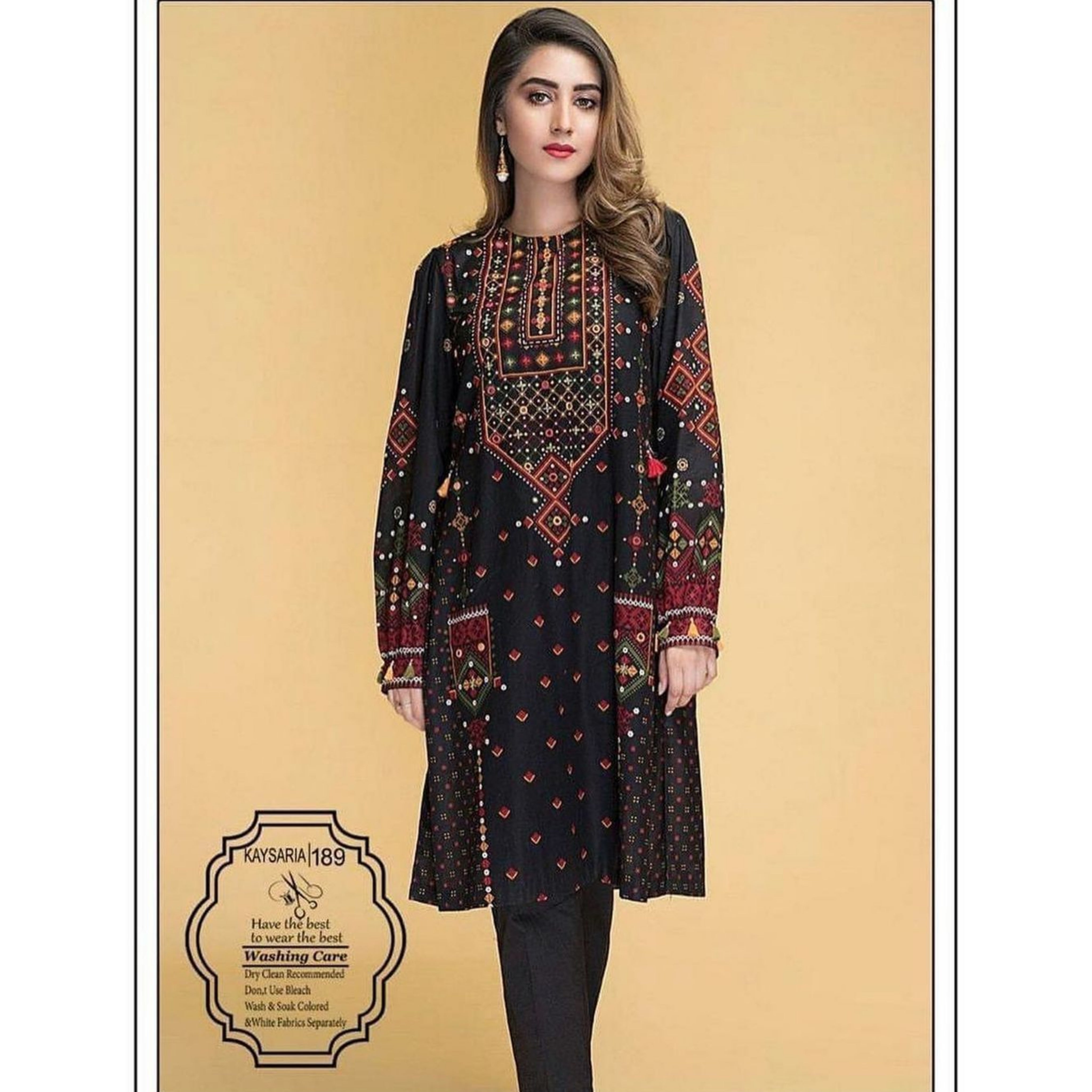 A-07 : 2-PIECE UN-STITCHED EMBROIDERED PREMIUM LAWN DRESS