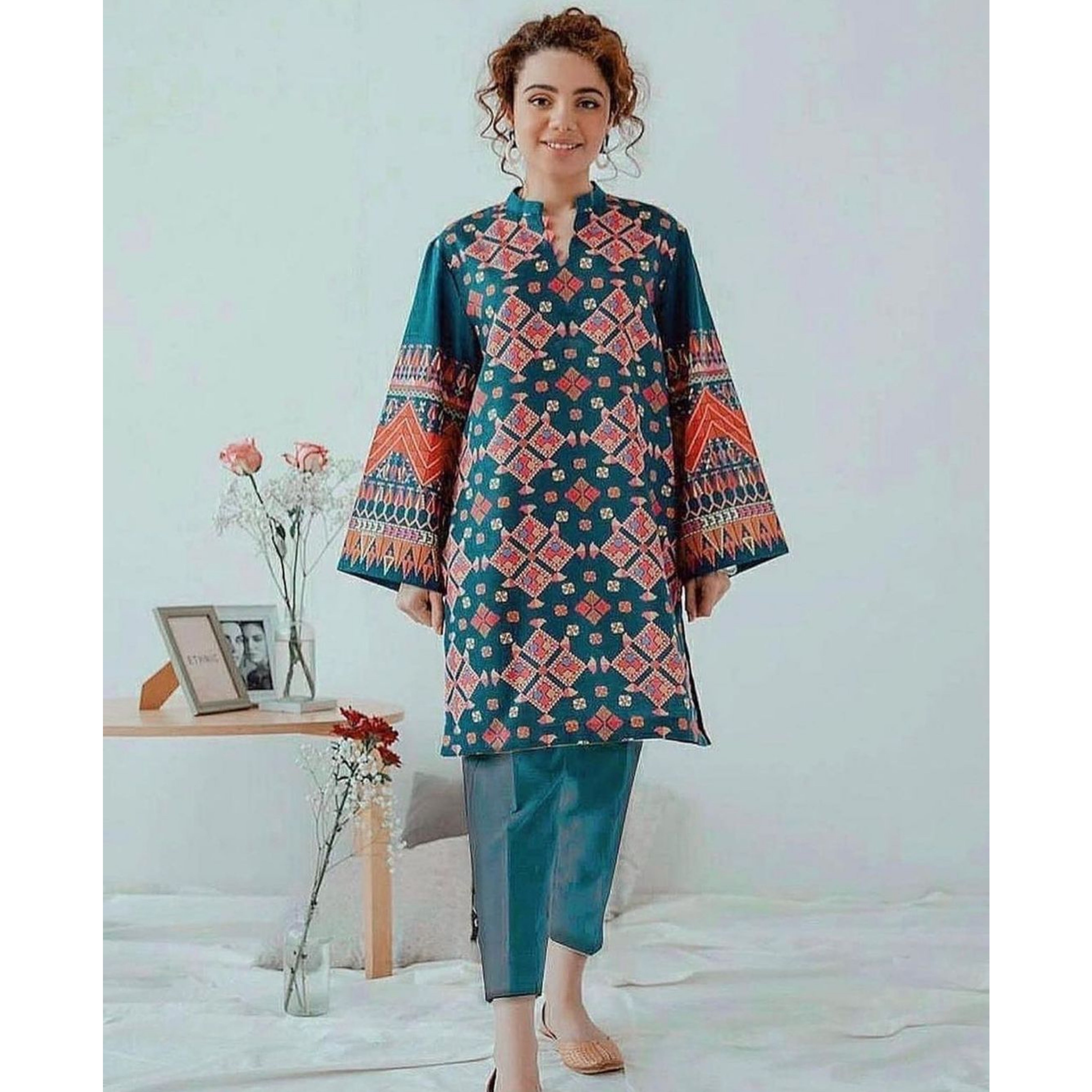 A-10 : 2-PIECE UN-STITCHED EMBROIDERED PREMIUM LAWN DRESS