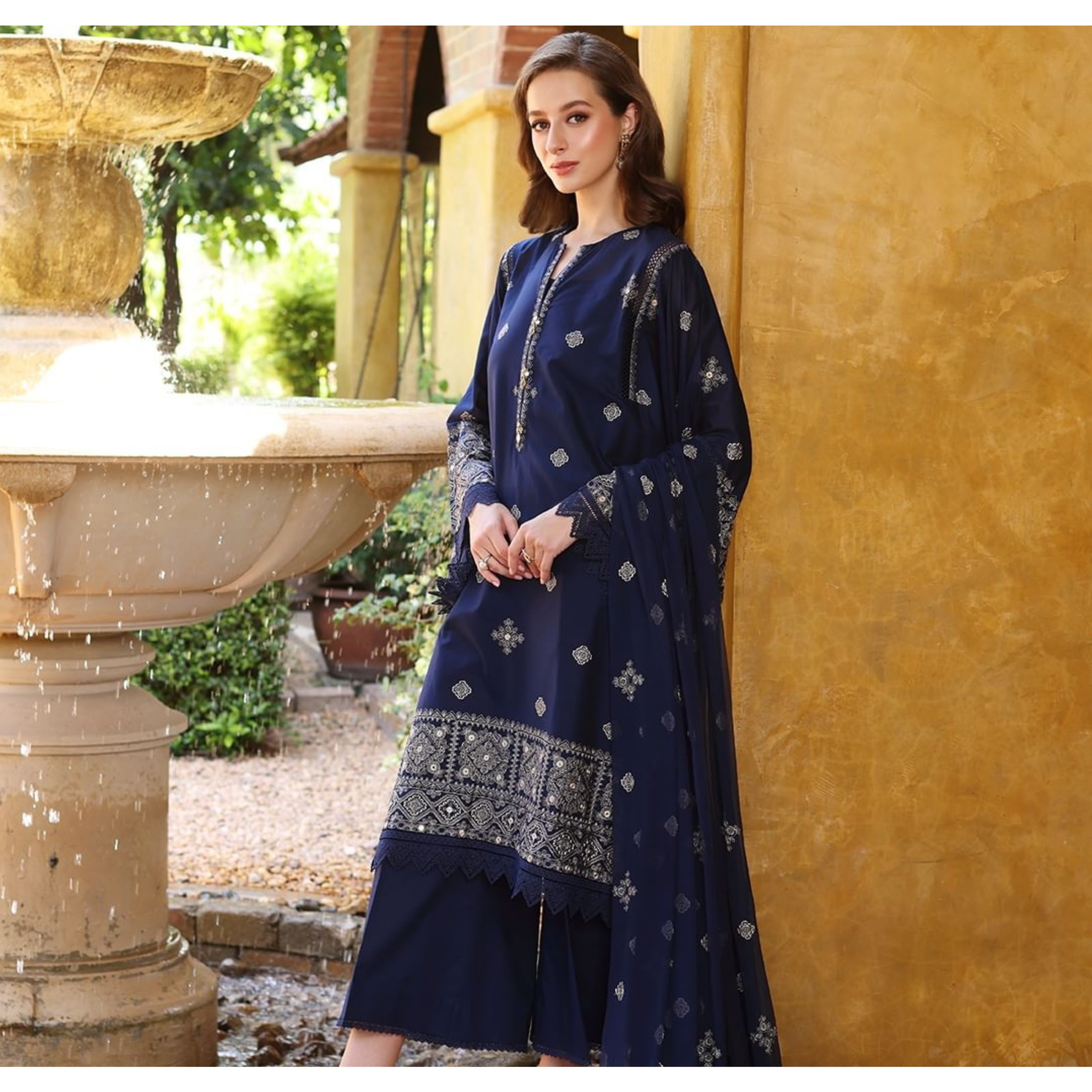 NA-01 : 3-PIECE UN-STITCHED EMBROIDERED PREMIUM LAWN DRESS