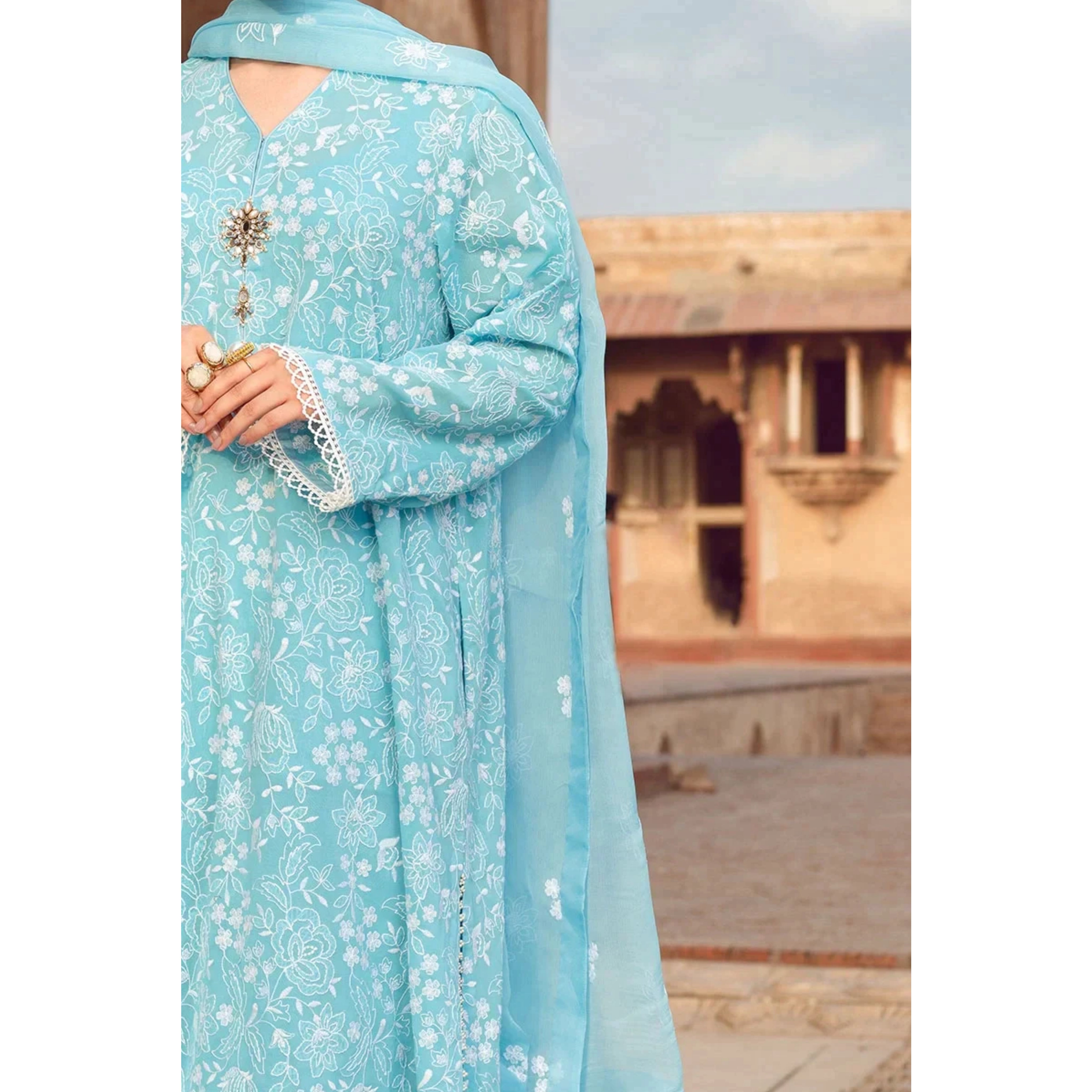 NA-02 : 3-PIECE UN-STITCHED EMBROIDERED PREMIUM LAWN DRESS