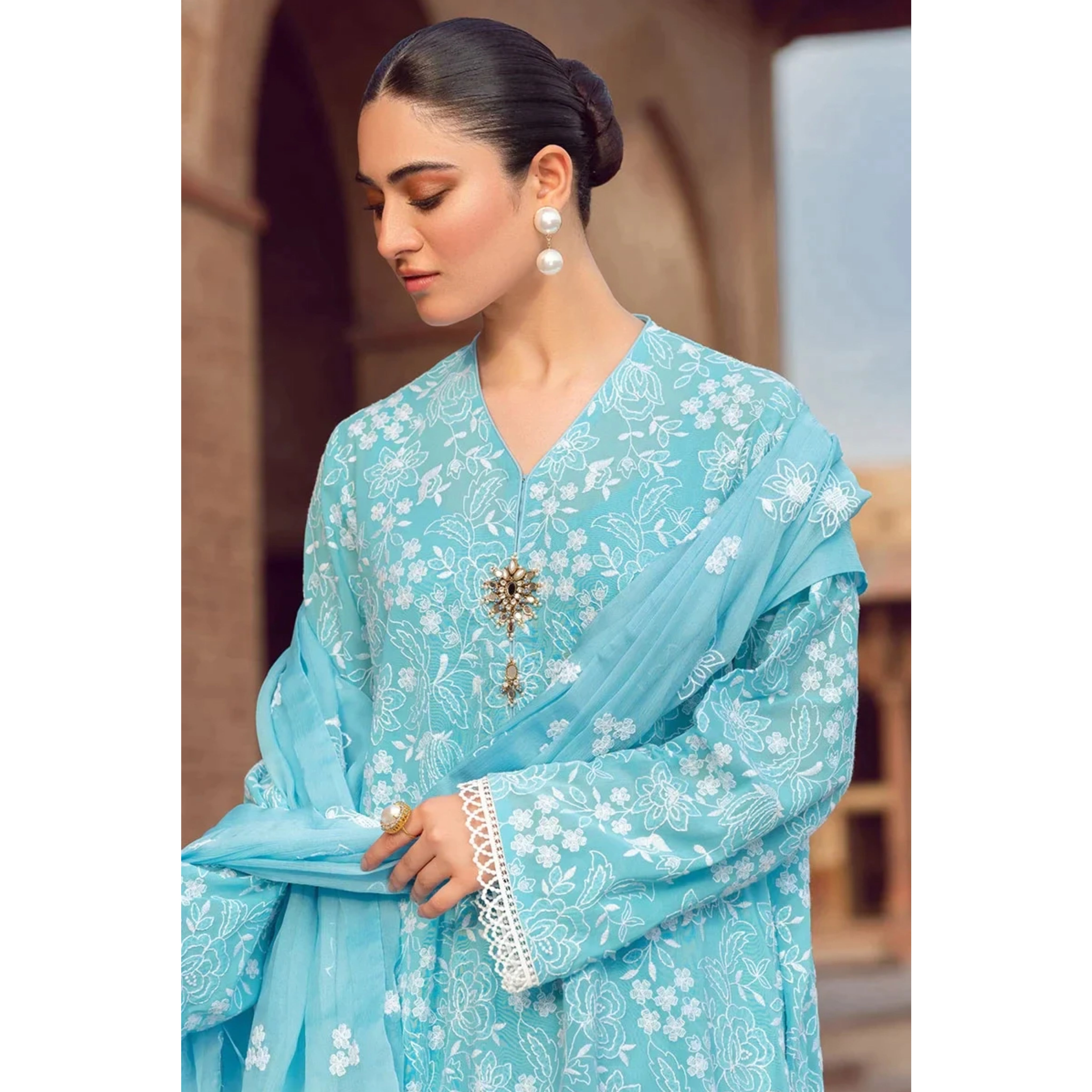 NA-02 : 3-PIECE UN-STITCHED EMBROIDERED PREMIUM LAWN DRESS