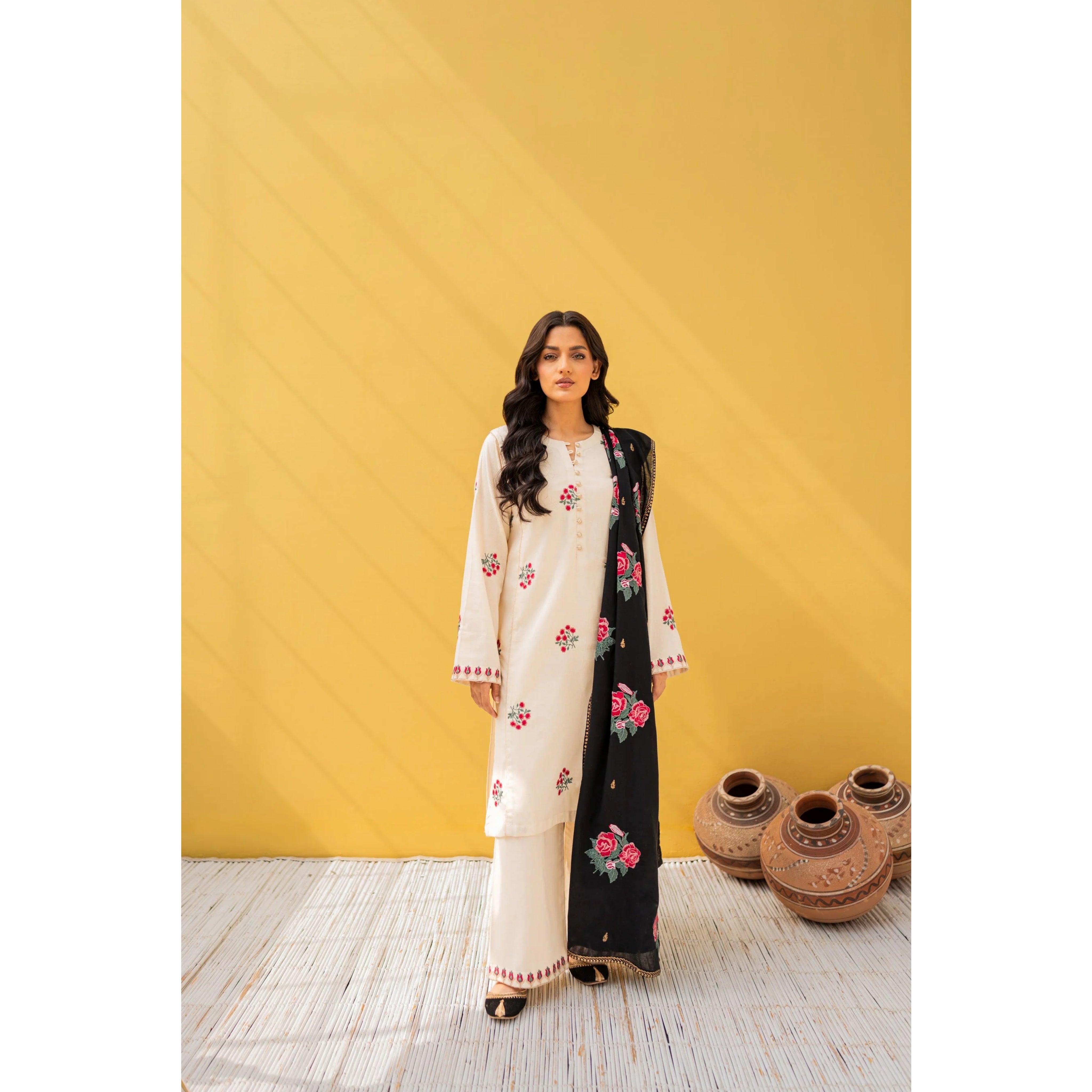 NA-03 : 3-PIECE UN-STITCHED EMBROIDERED PREMIUM LAWN DRESS