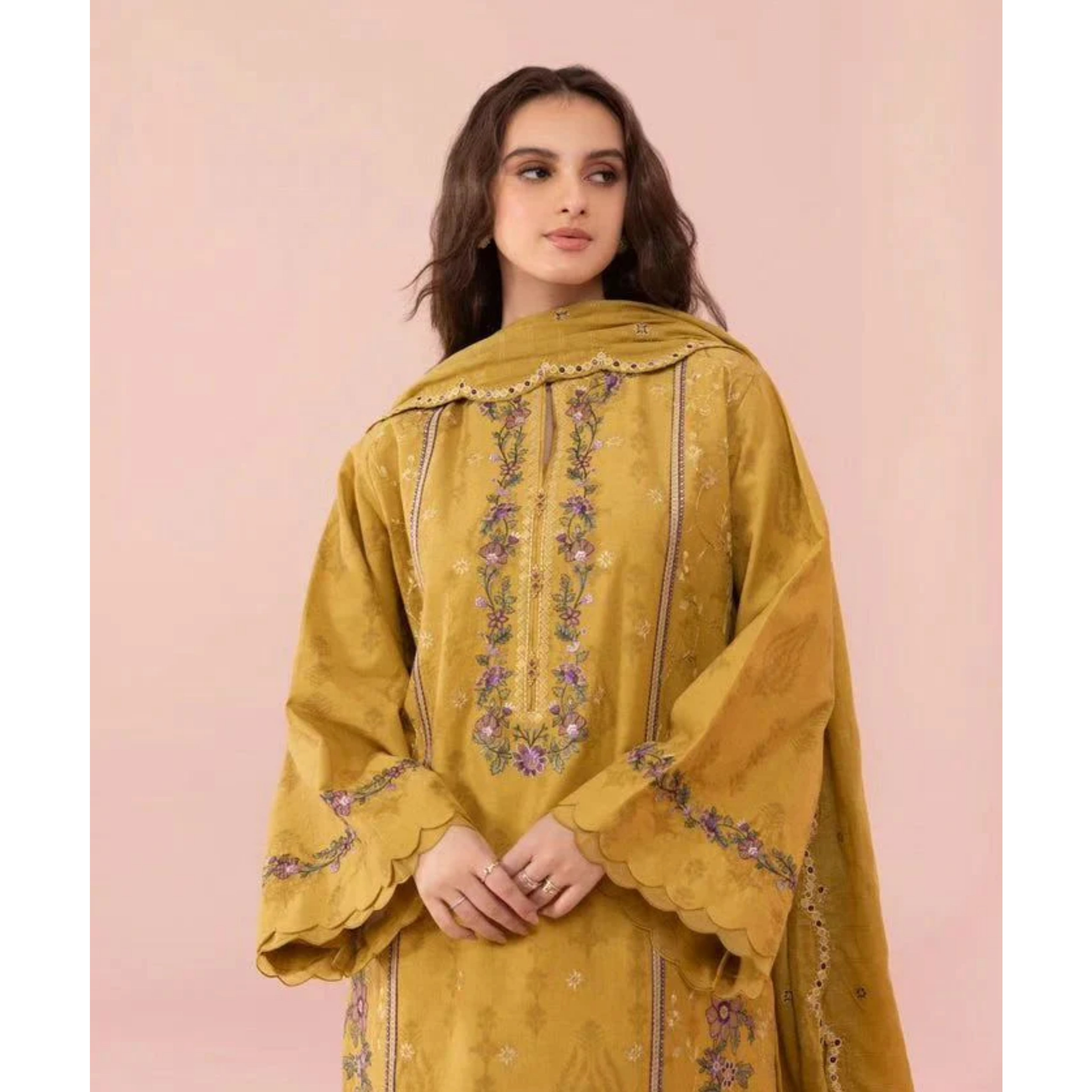 SC-02 : 3-PIECE UN-STITCHED EMBROIDERED PREMIUM LAWN DRESS