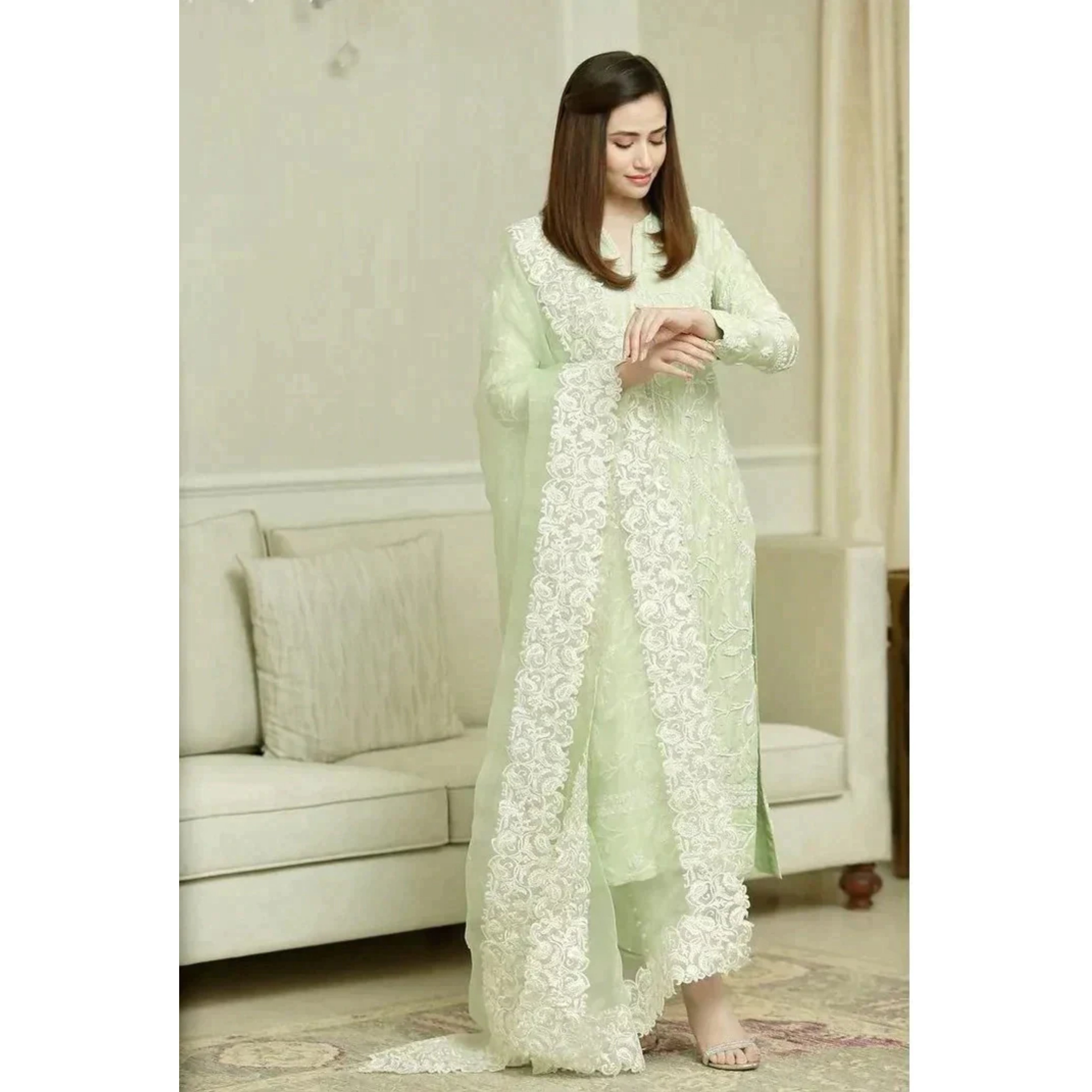 NA-04 : 3-PIECE UN-STITCHED EMBROIDERED PREMIUM LAWN DRESS