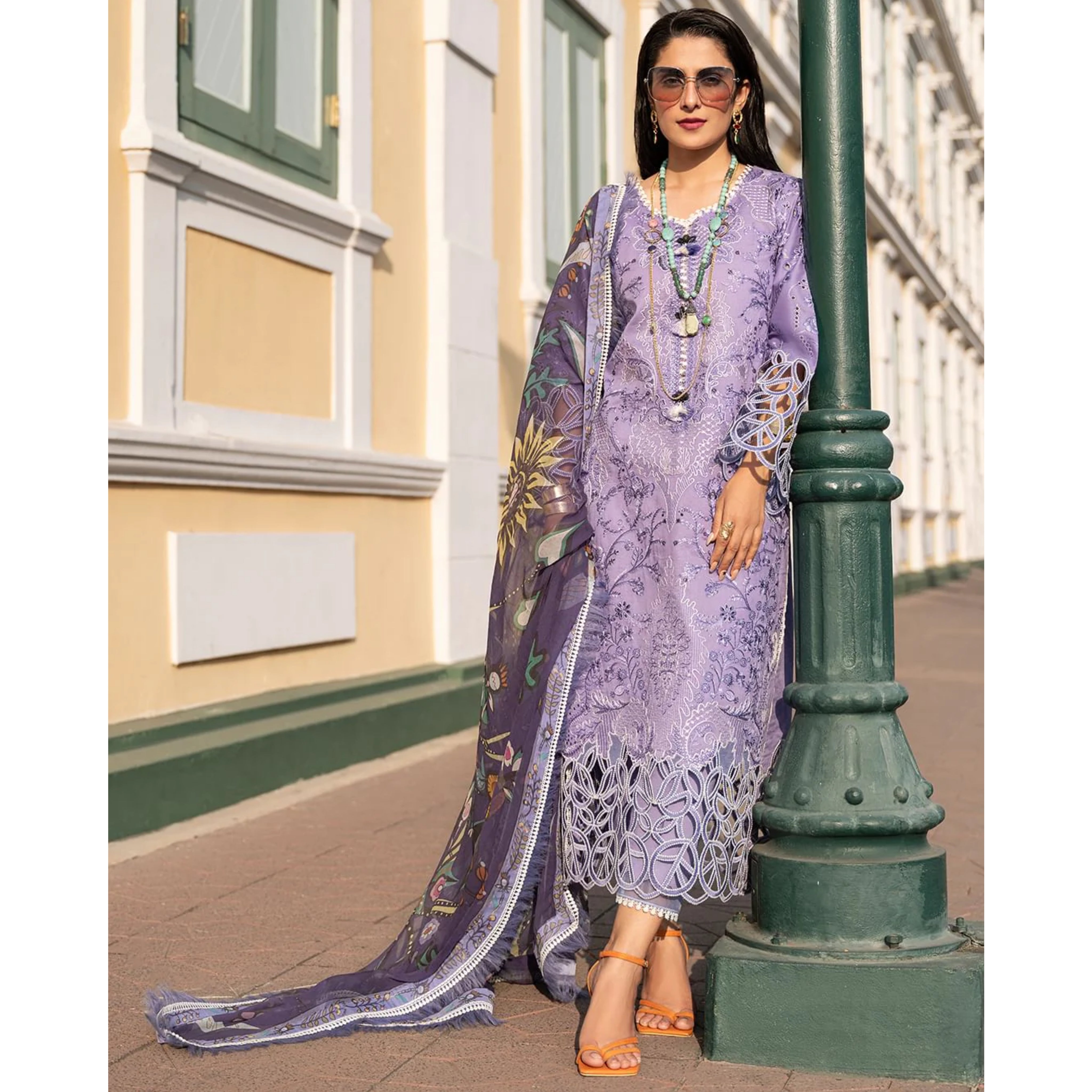 NA-08 : 3-PIECE UN-STITCHED EMBROIDERED PREMIUM LAWN DRESS