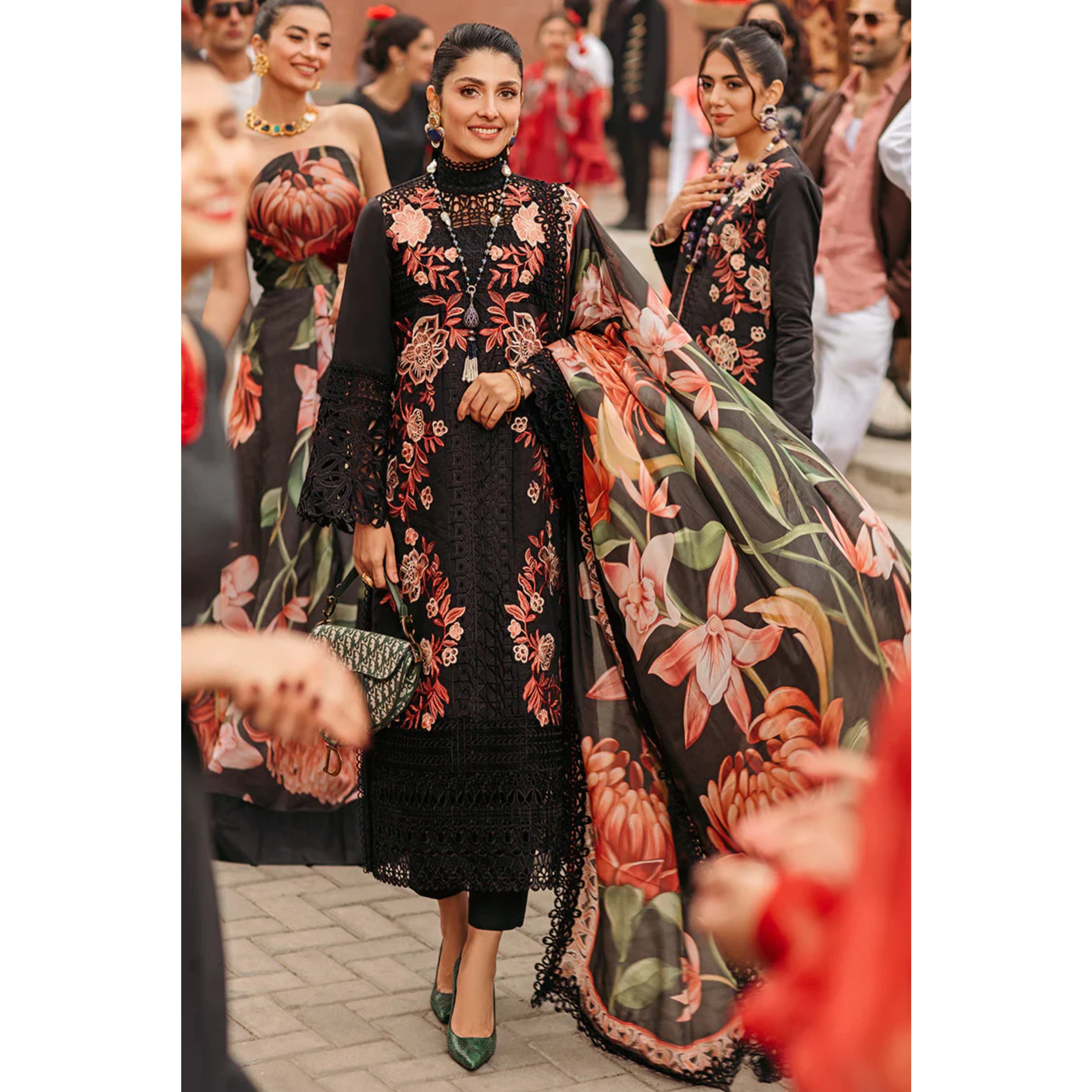 NA-13 : 3-PIECE UN-STITCHED EMBROIDERED PREMIUM LAWN DRESS