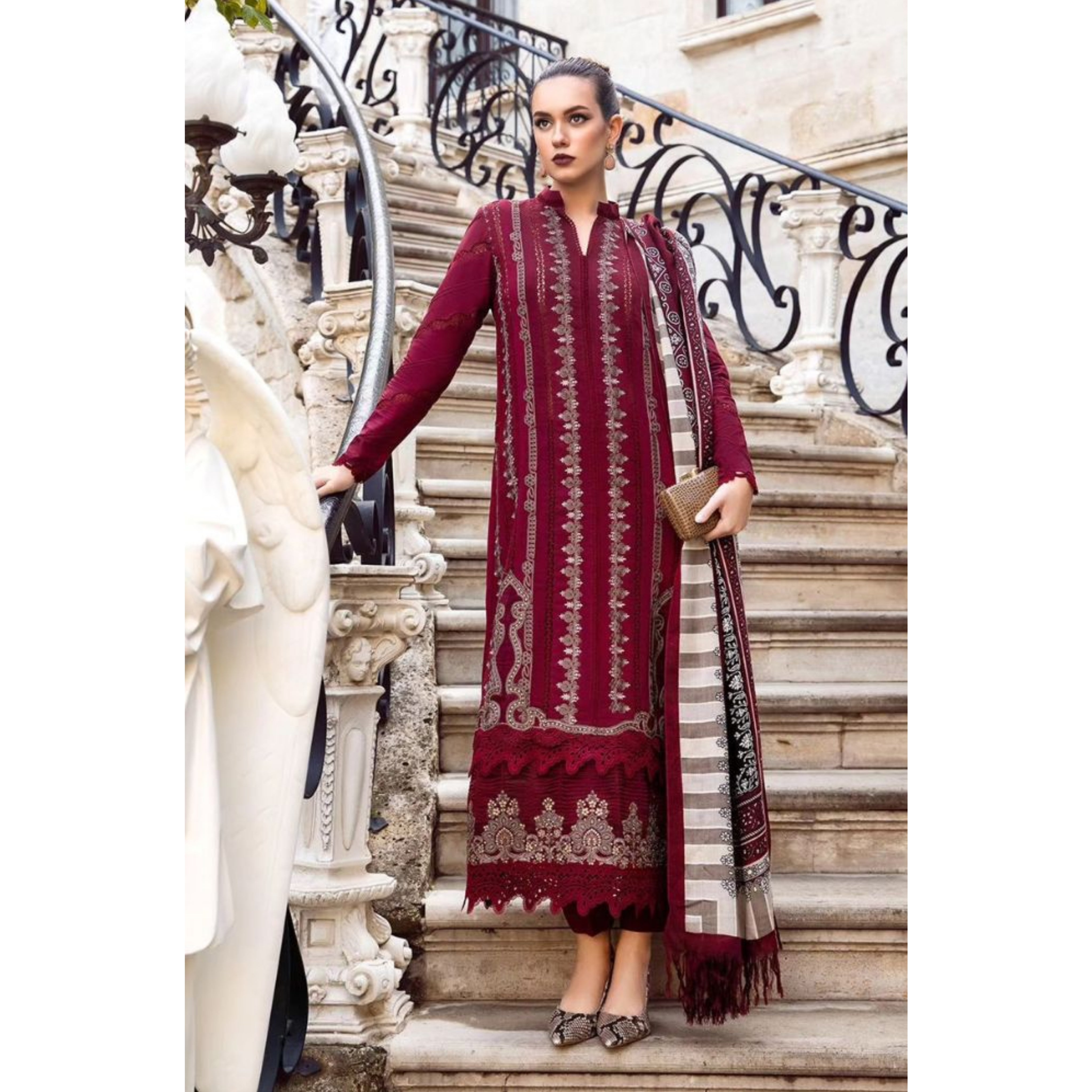 NA-14 : 3-PIECE UN-STITCHED EMBROIDERED PREMIUM LAWN DRESS