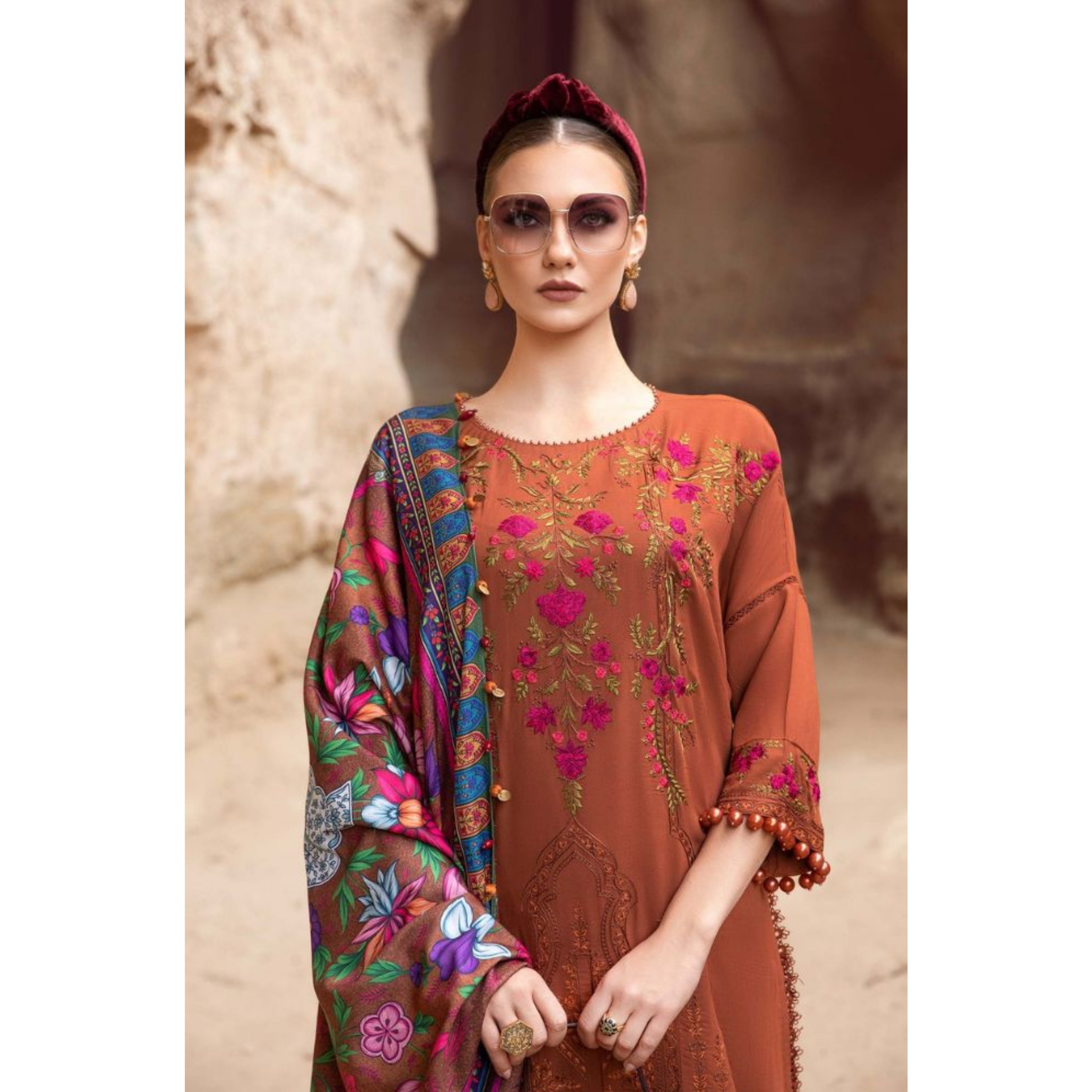 NA-16 : 3-PIECE UN-STITCHED EMBROIDERED PREMIUM LAWN DRESS