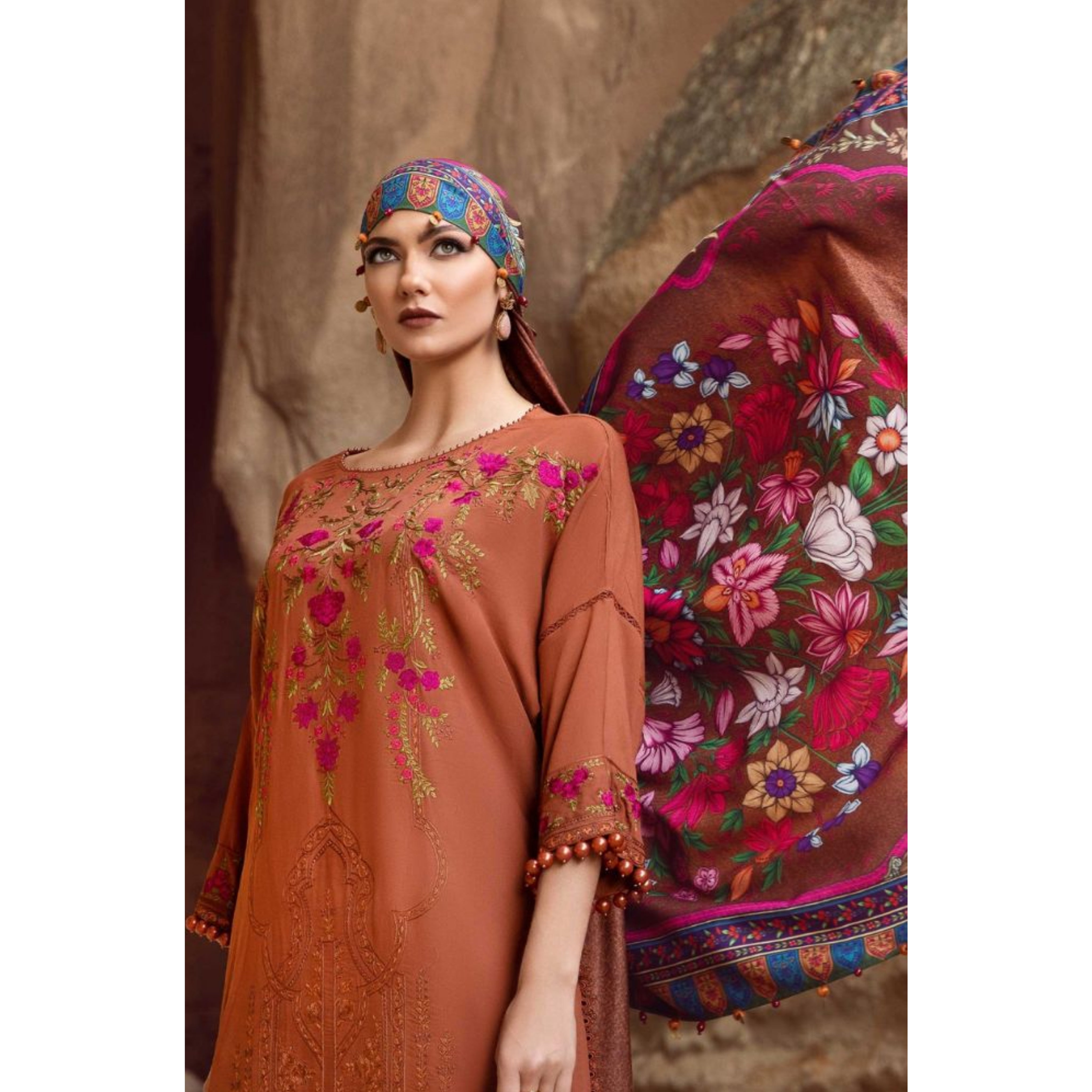 NA-16 : 3-PIECE UN-STITCHED EMBROIDERED PREMIUM LAWN DRESS