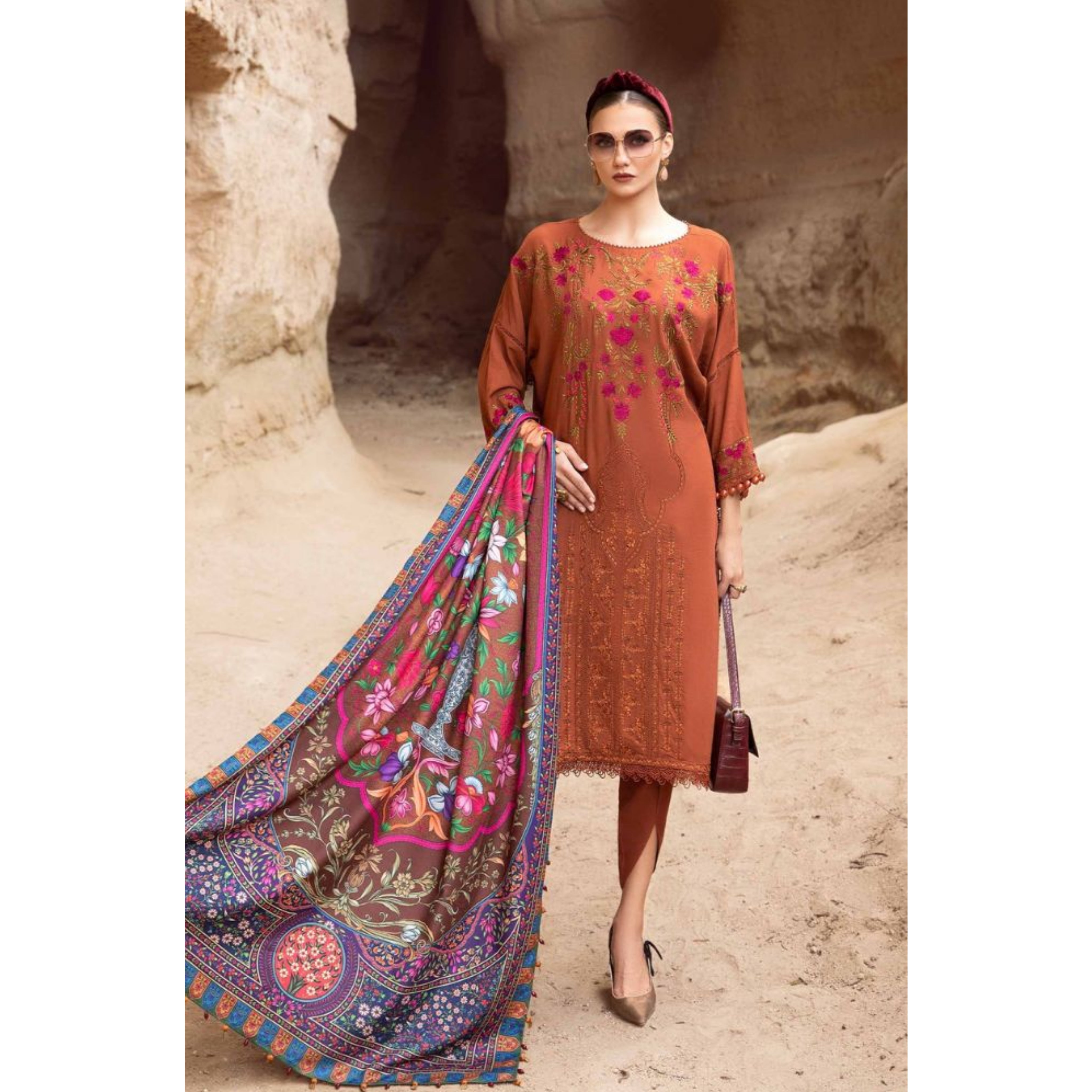 NA-16 : 3-PIECE UN-STITCHED EMBROIDERED PREMIUM LAWN DRESS