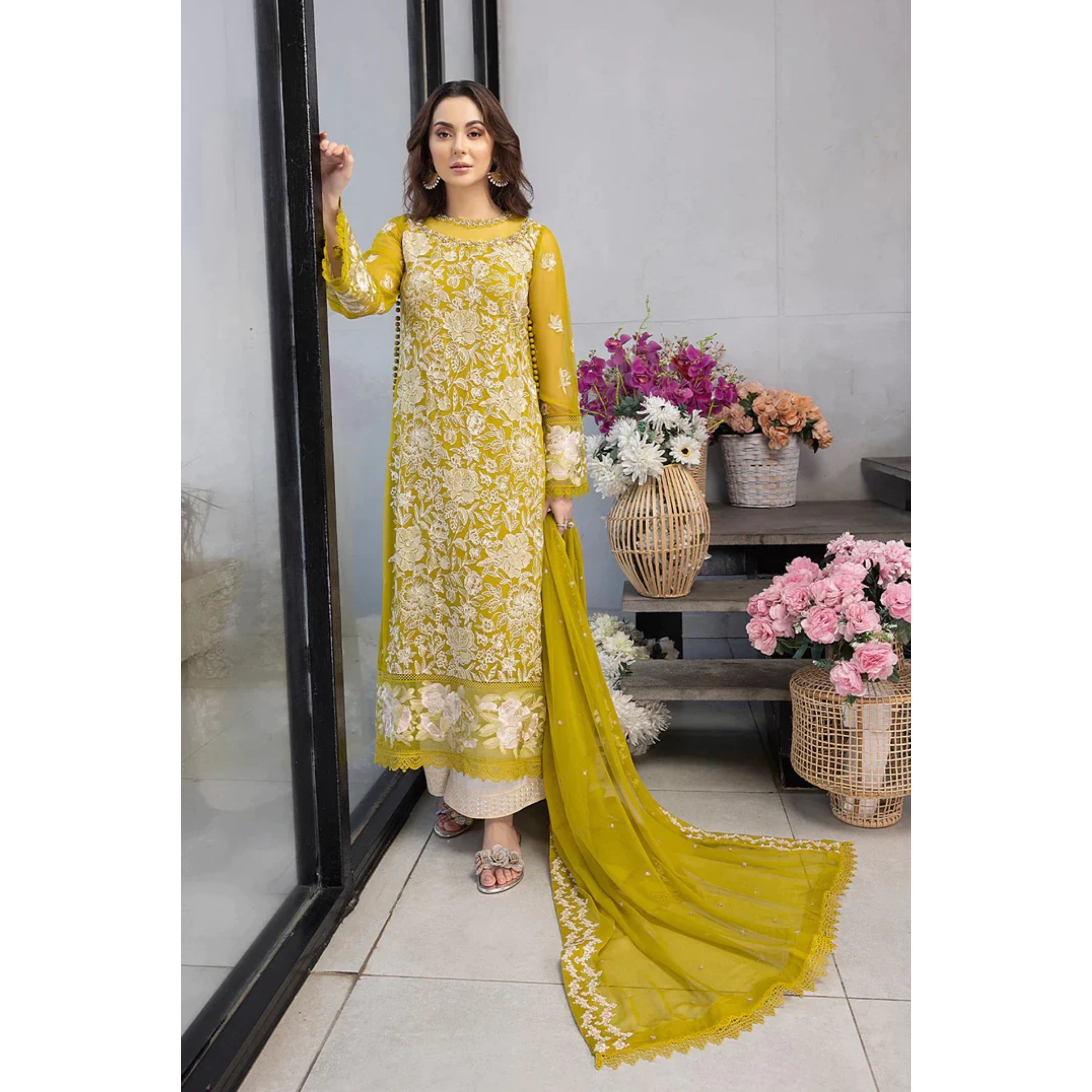 NA-19 : 3-PIECE UN-STITCHED EMBROIDERED PREMIUM LAWN DRESS