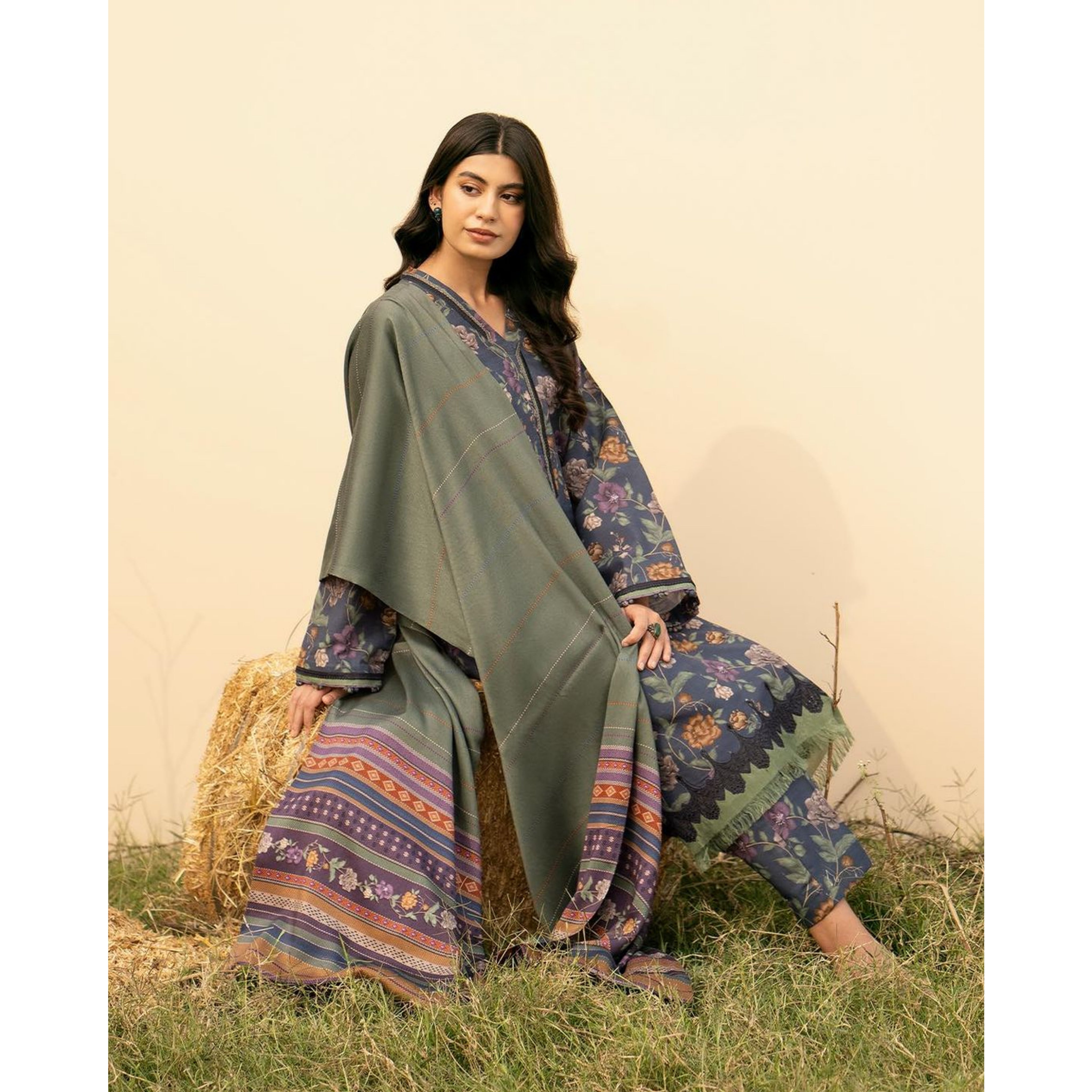 OA-04 : 3 PIECE UN-STITCHED PREMIUM LAWN DIGITAL PRINTED DRESS