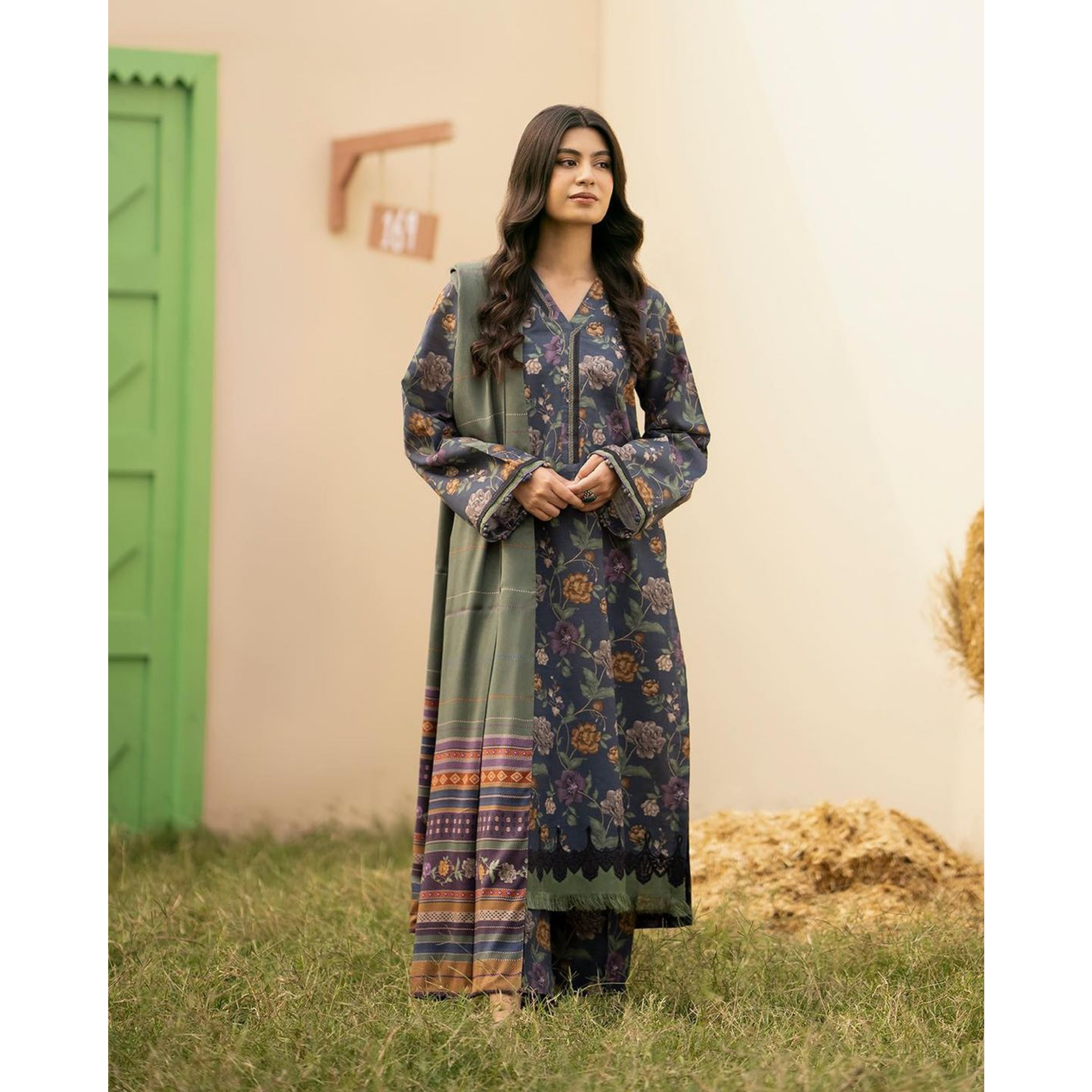 OA-04 : 3 PIECE UN-STITCHED PREMIUM LAWN DIGITAL PRINTED DRESS