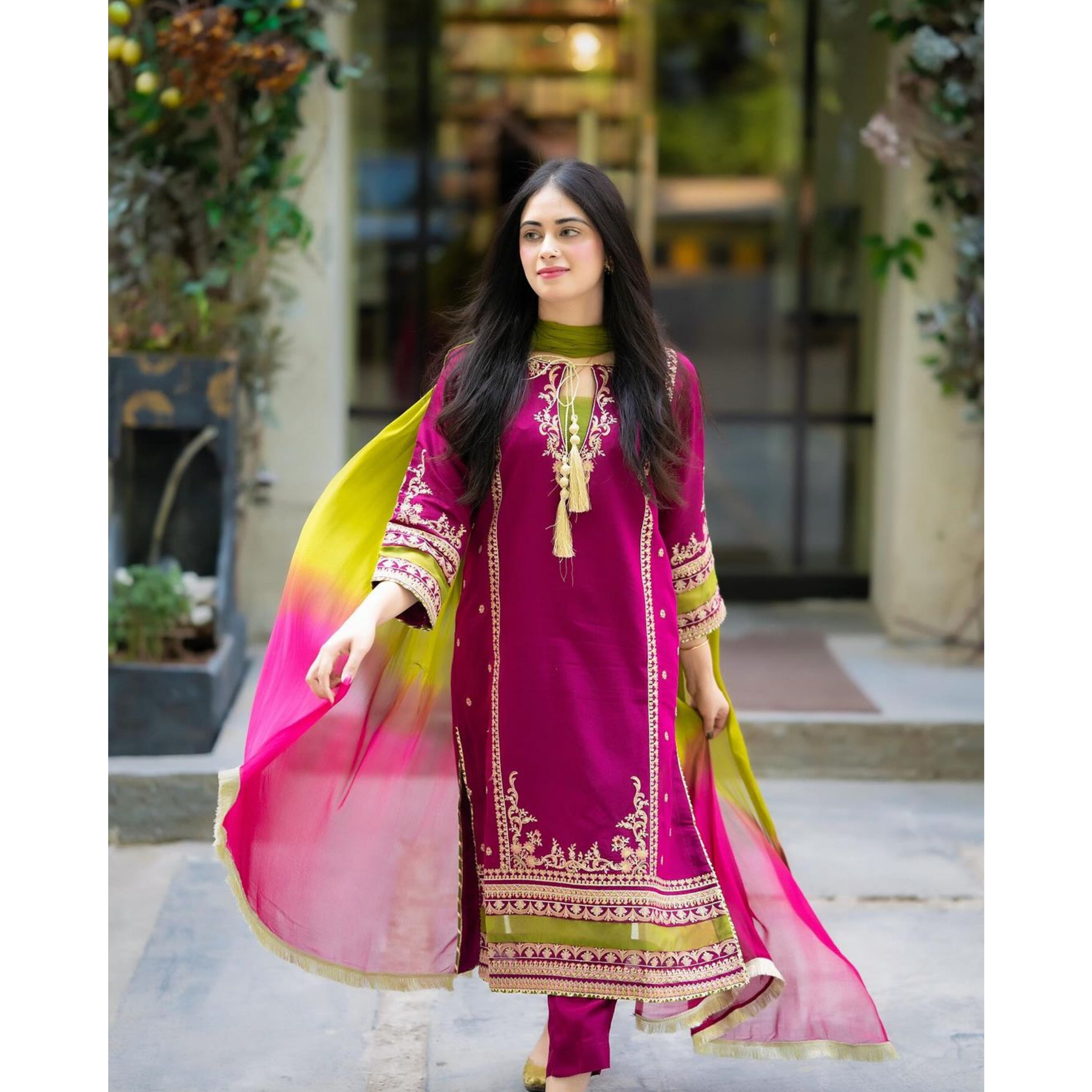 NA-25 : 3 PIECE UN-STITCHED EMBROIDERED PREMIUM DHANAK DRESS