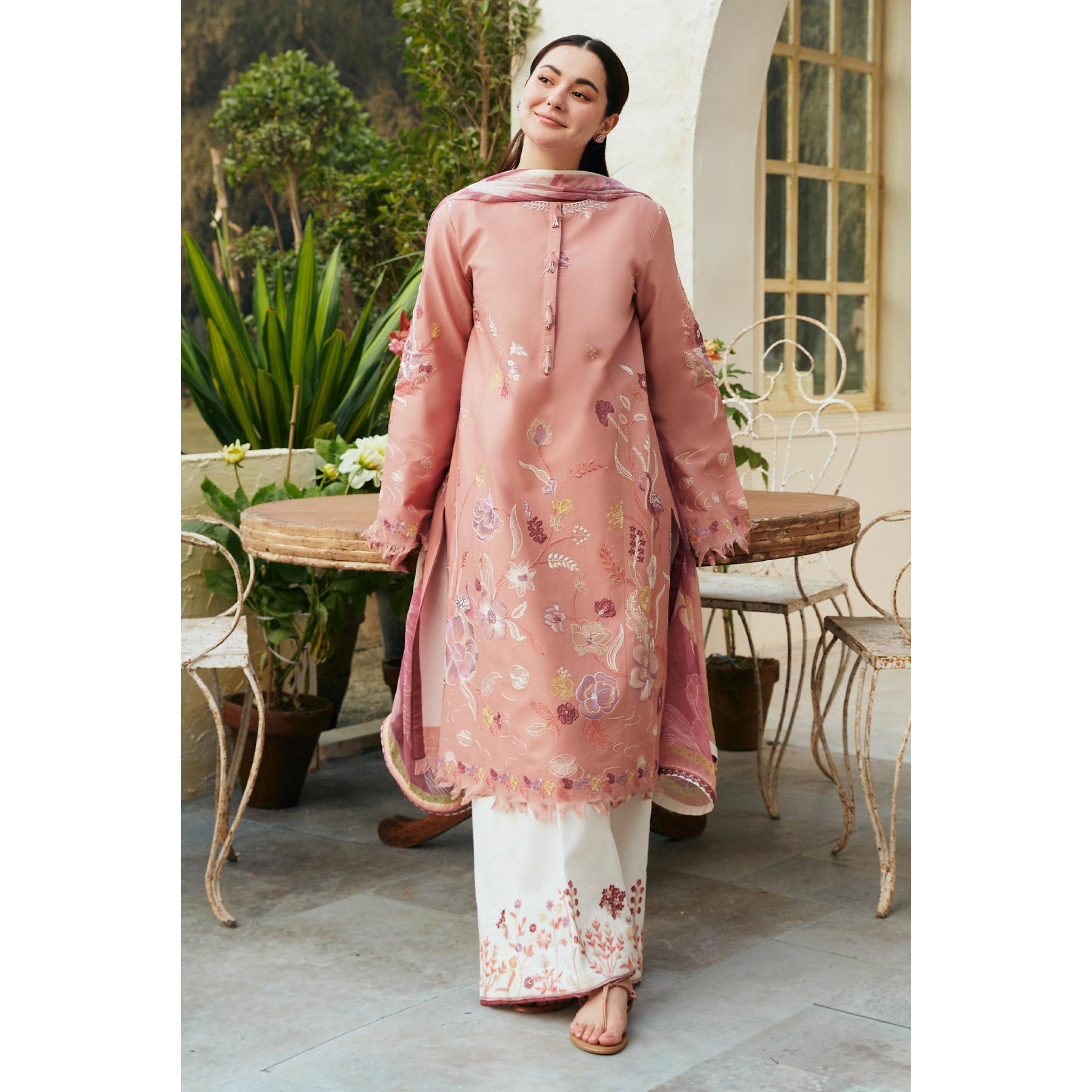 ZSJ-07 : 3-PIECE UN-STITCHED EMBROIDERED PREMIUM LAWN DRESS