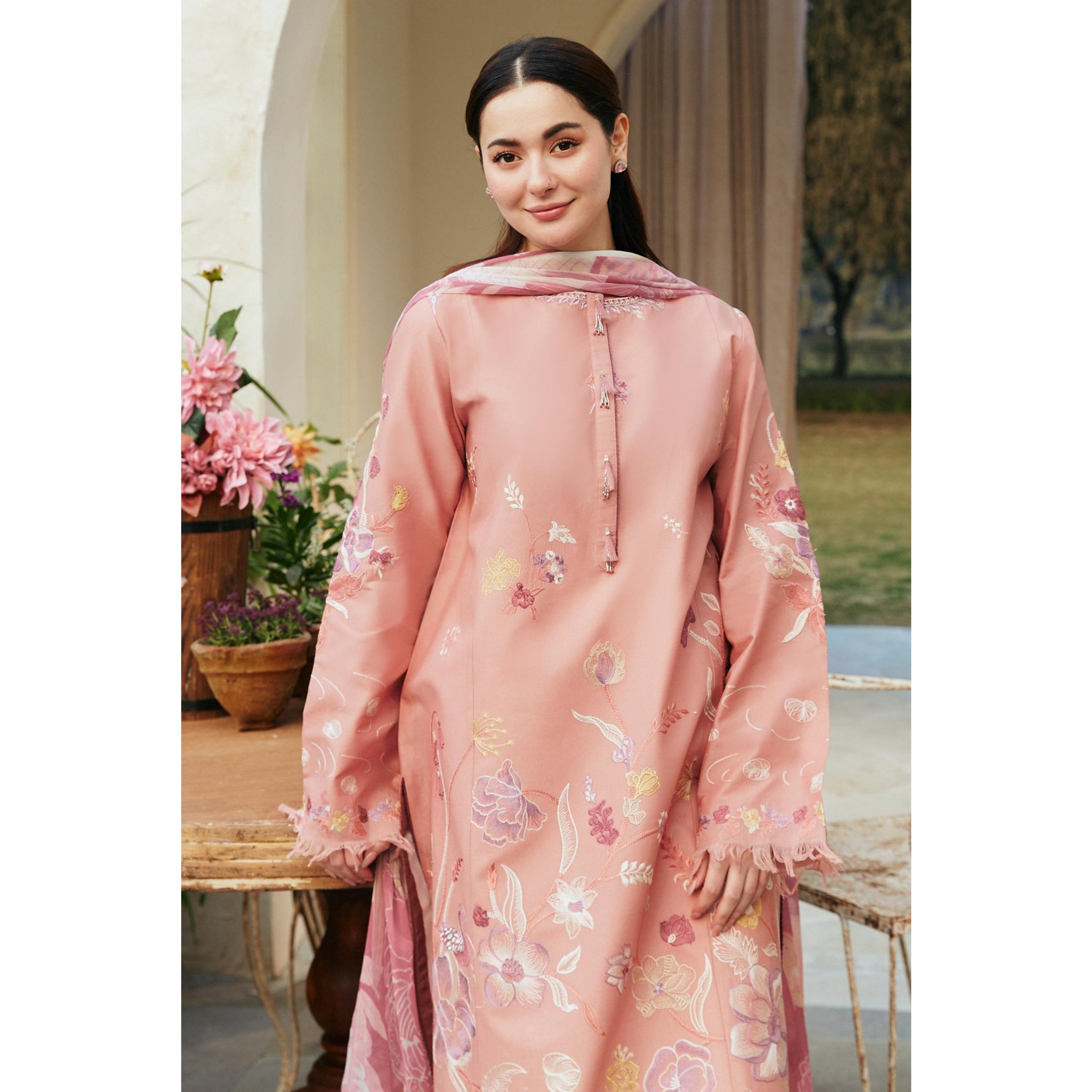 ZSJ-07 : 3-PIECE UN-STITCHED EMBROIDERED PREMIUM LAWN DRESS