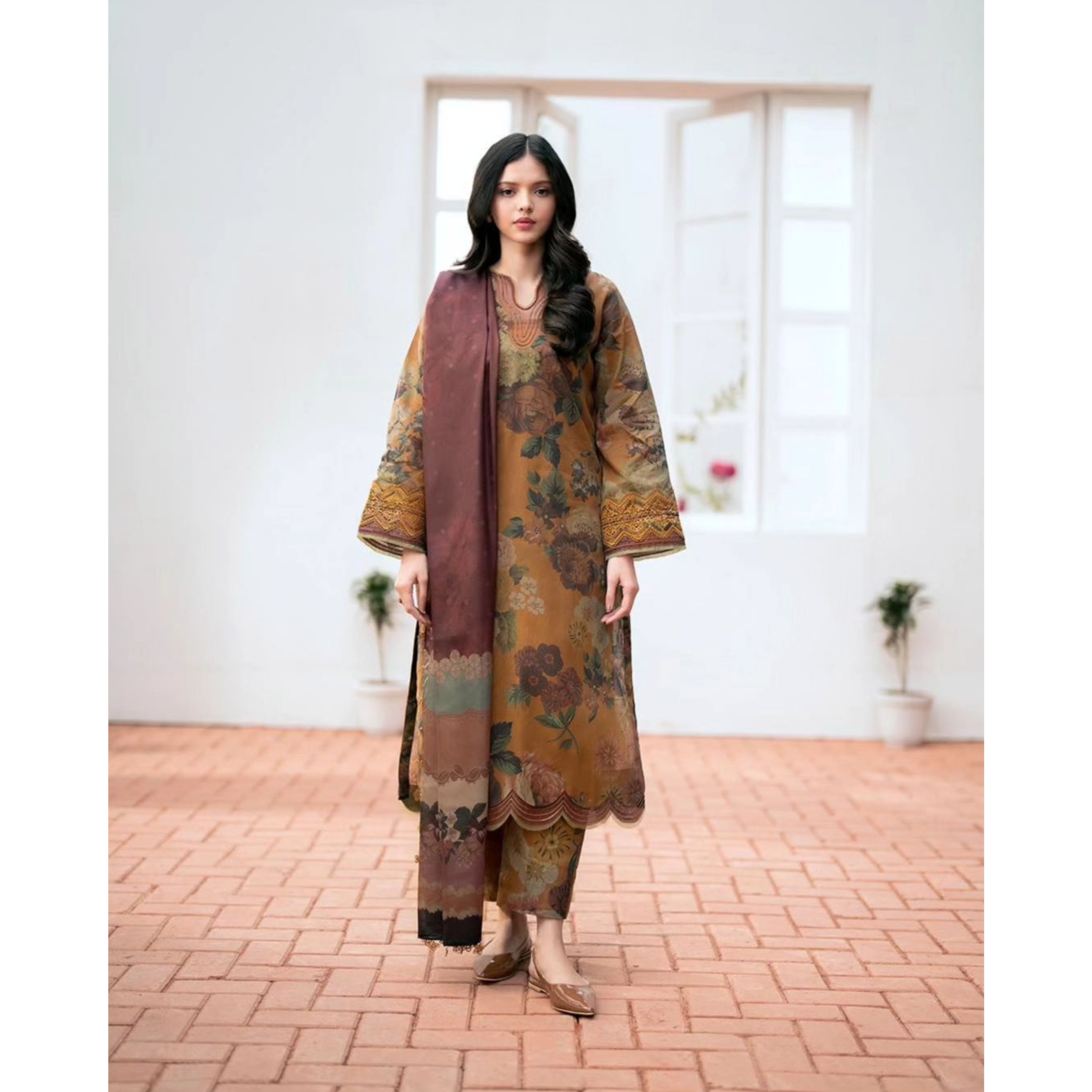 OA-15 : 3 PIECE UNSTITCHED KARANDI DIGITAL PRINTED DRESS