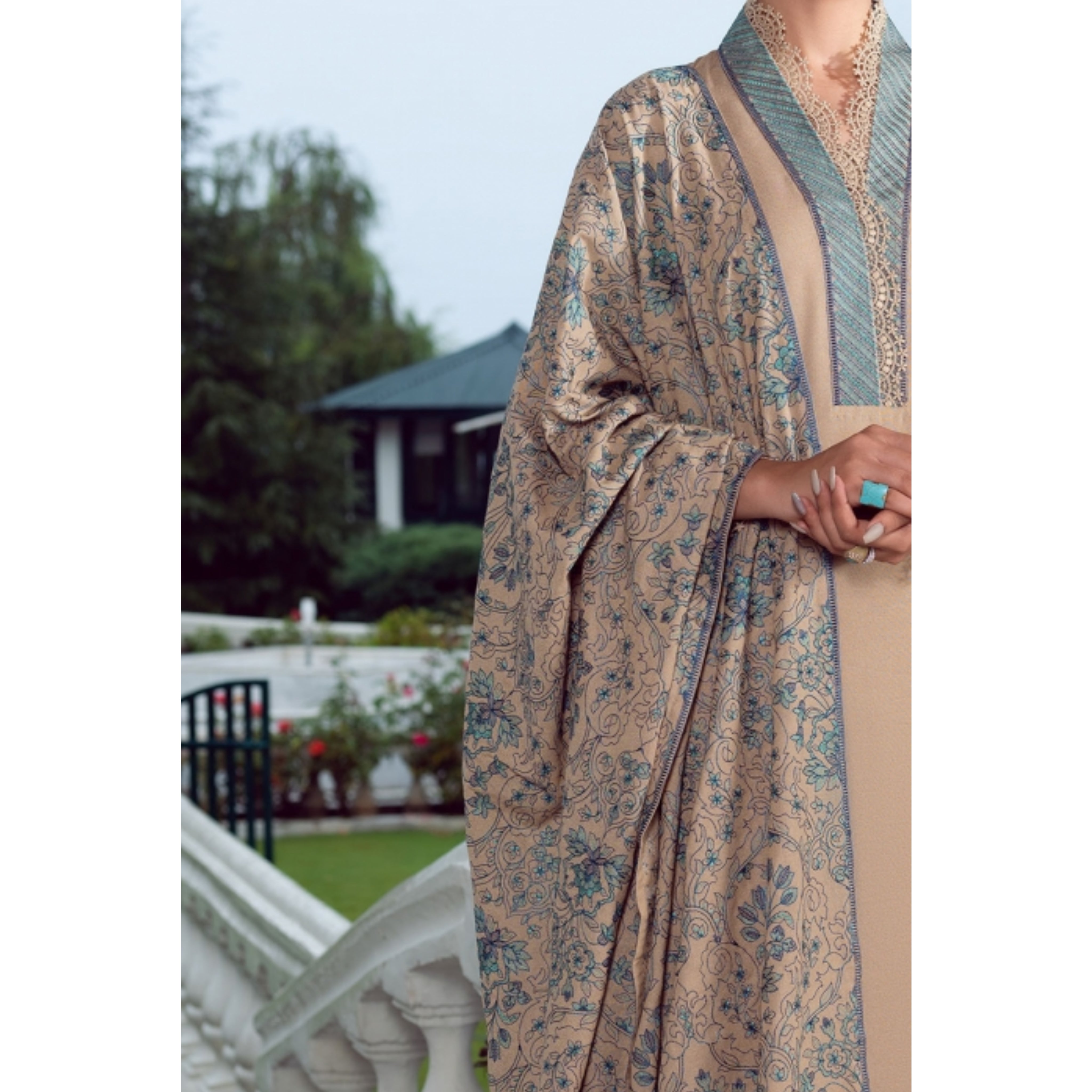 LC-37 : 3 PIECE UN-STITCHED FULL HEAVY EMBROIDERED PREMIUM DHANAK DRESS