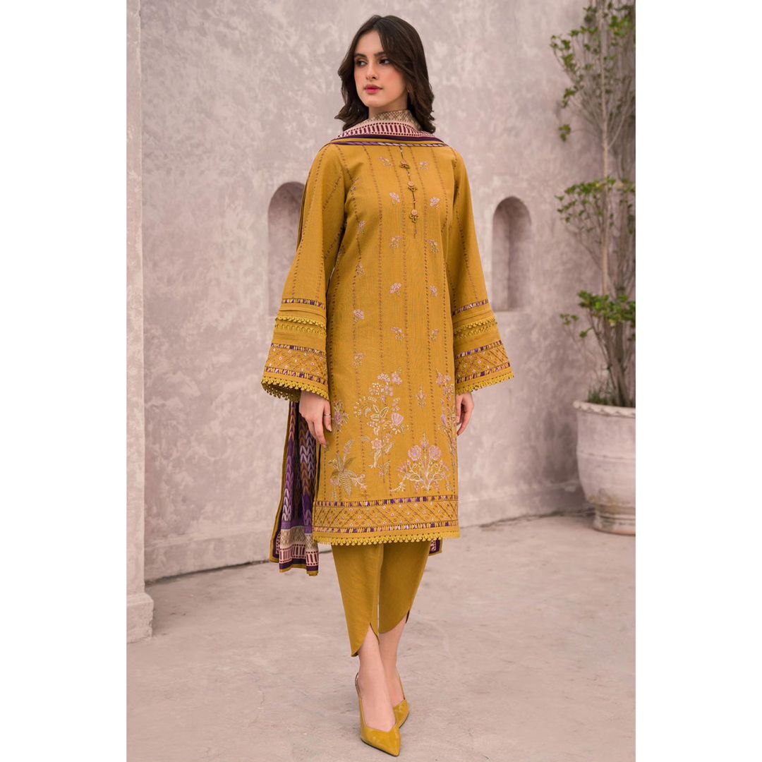 NA-28 : 3-PIECE UN-STITCHED EMBROIDERED PREMIUM LAWN DRESS