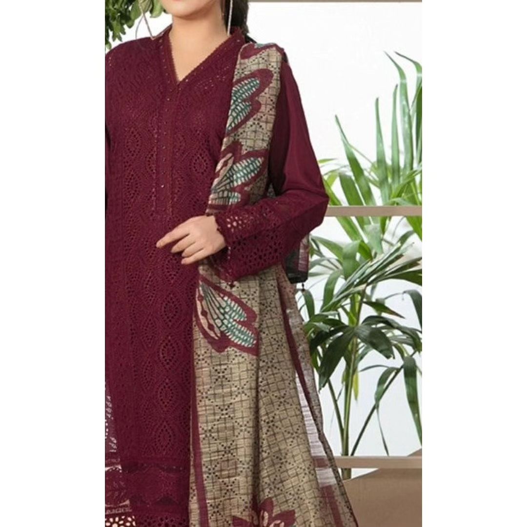 NA-27 : 3-PIECE UN-STITCHED EMBROIDERED PREMIUM LAWN DRESS