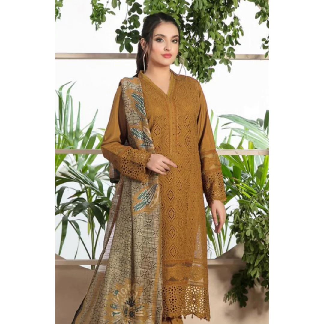 NA-26 : 3-PIECE UN-STITCHED EMBROIDERED PREMIUM LAWN DRESS