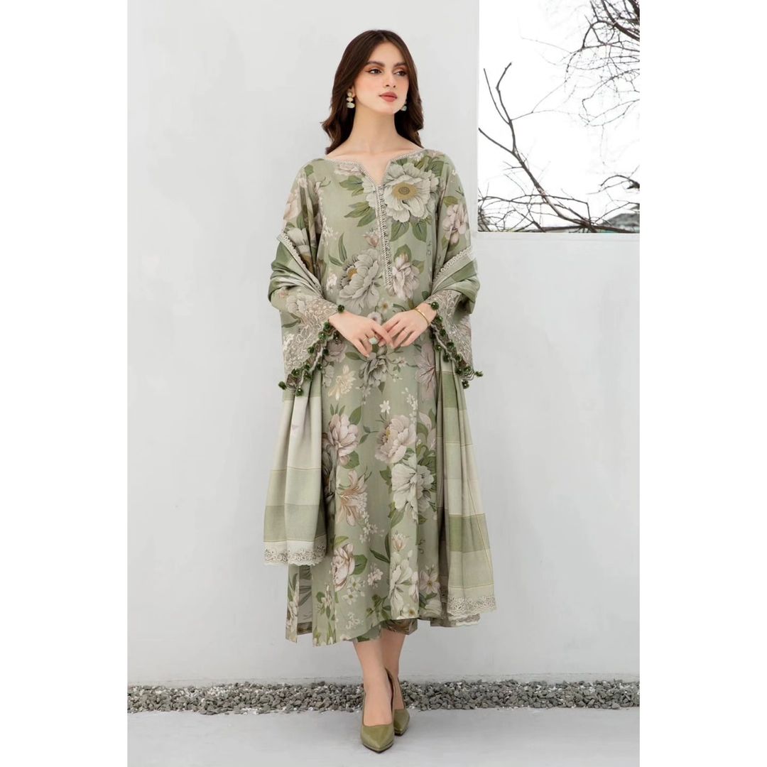 OA-08 : 3 PIECE UN-STITCHED PREMIUM LAWN DIGITAL PRINTED DRESS