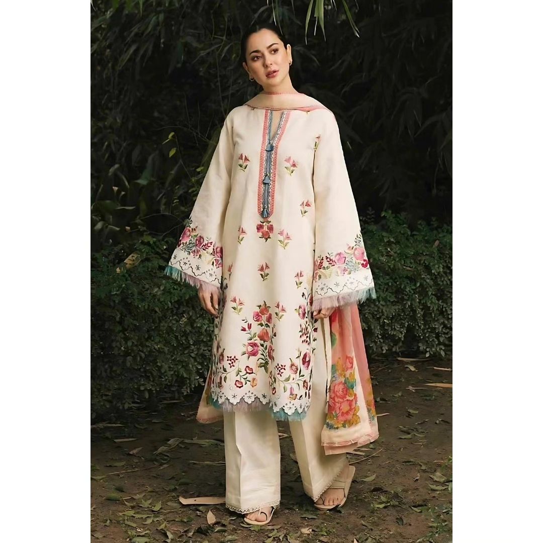 NA-36 : 3-PIECE UN-STITCHED EMBROIDERED PREMIUM LAWN DRESS