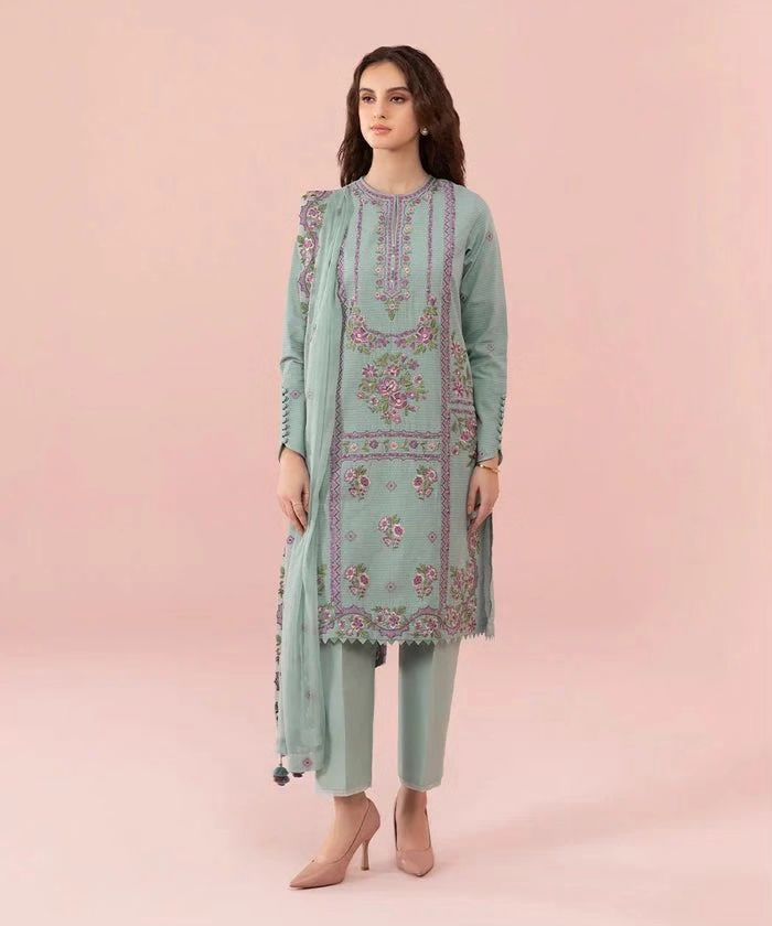 SC-03 : 3-PIECE UN-STITCHED EMBROIDERED PREMIUM LAWN DRESS