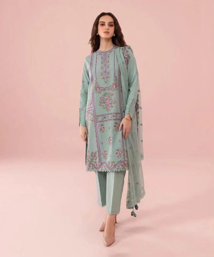 SC-03 : 3-PIECE UN-STITCHED EMBROIDERED PREMIUM LAWN DRESS