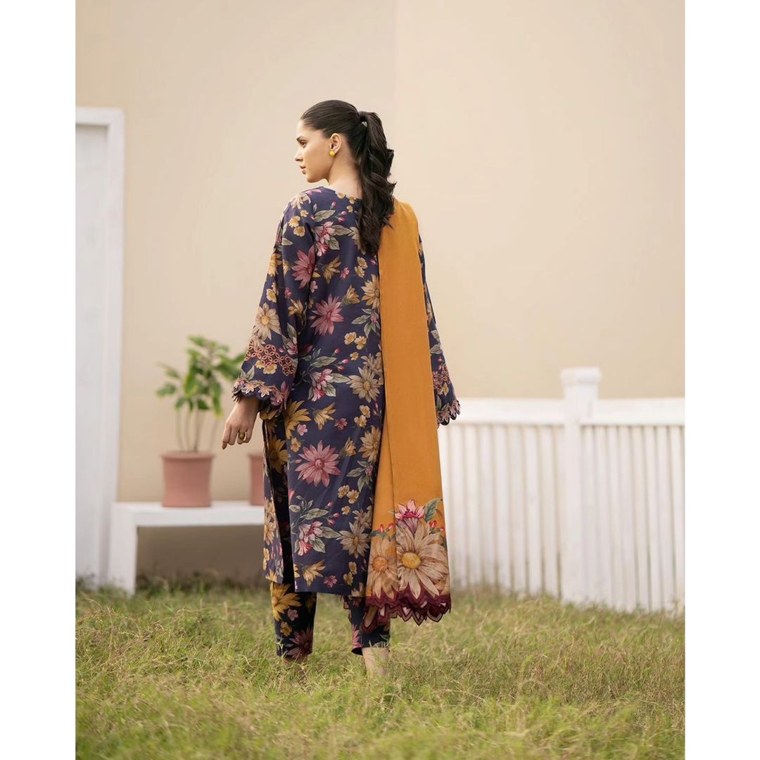 OA-12 : 3 PIECE UN-STITCHED PREMIUM LAWN DIGITAL PRINTED DRESS